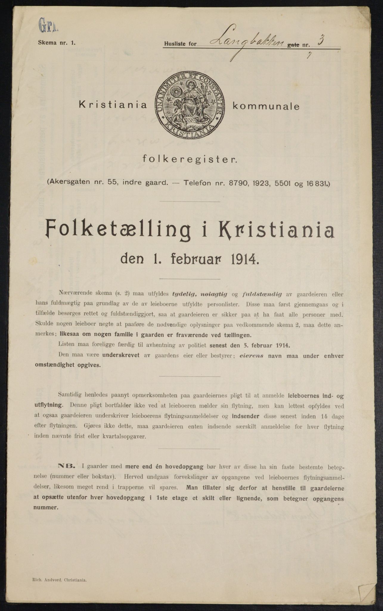 OBA, Kommunal folketelling 1.2.1914 for Kristiania, 1914, s. 56216