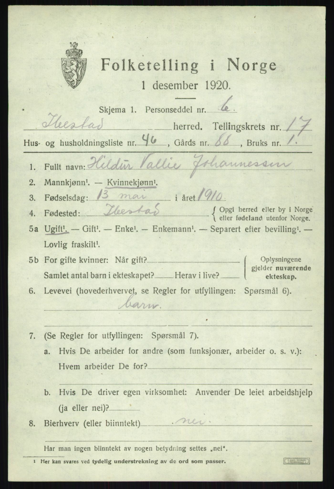 SATØ, Folketelling 1920 for 1917 Ibestad herred, 1920, s. 9266
