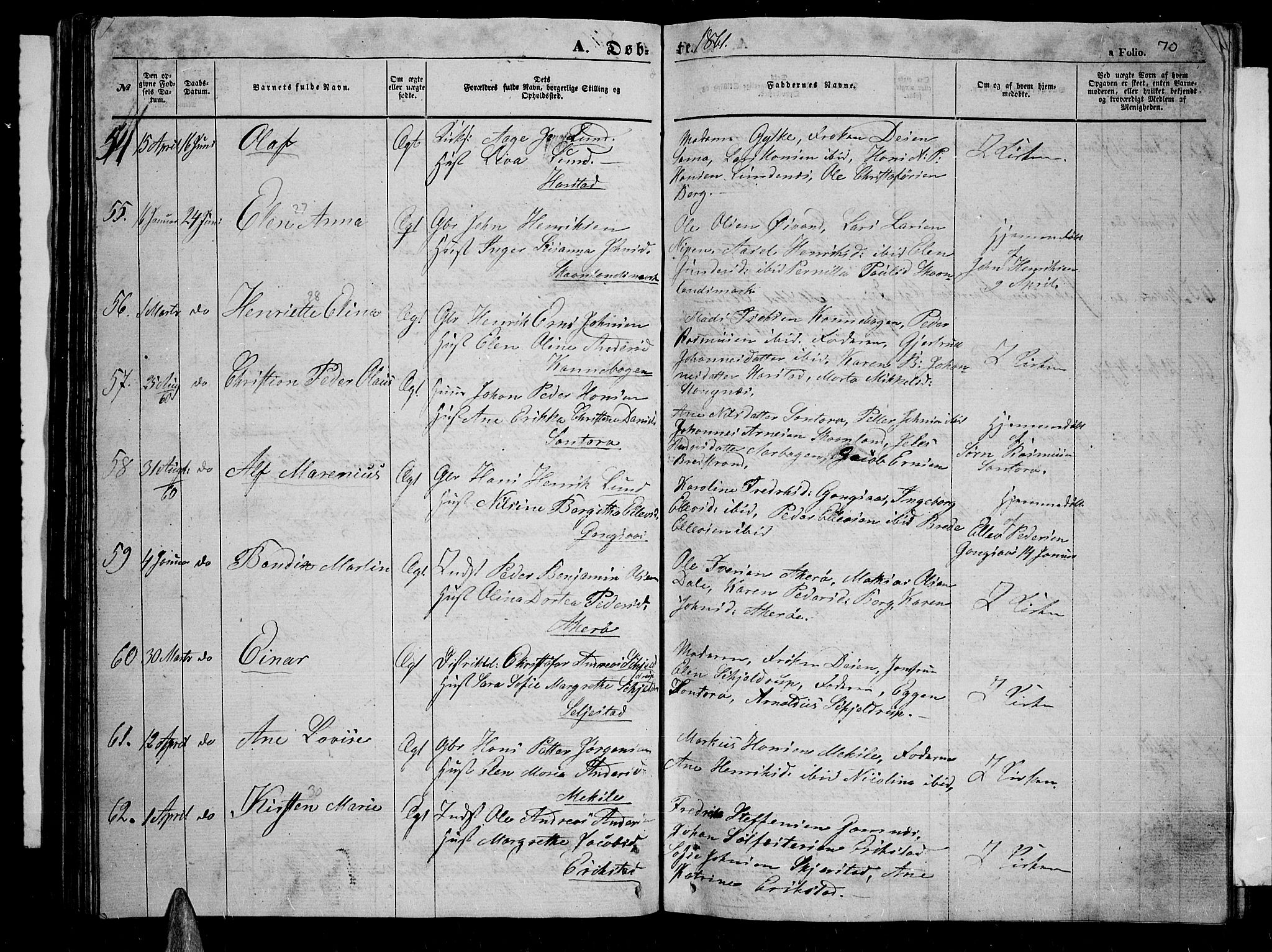 Trondenes sokneprestkontor, AV/SATØ-S-1319/H/Hb/L0007klokker: Klokkerbok nr. 7, 1855-1862, s. 70