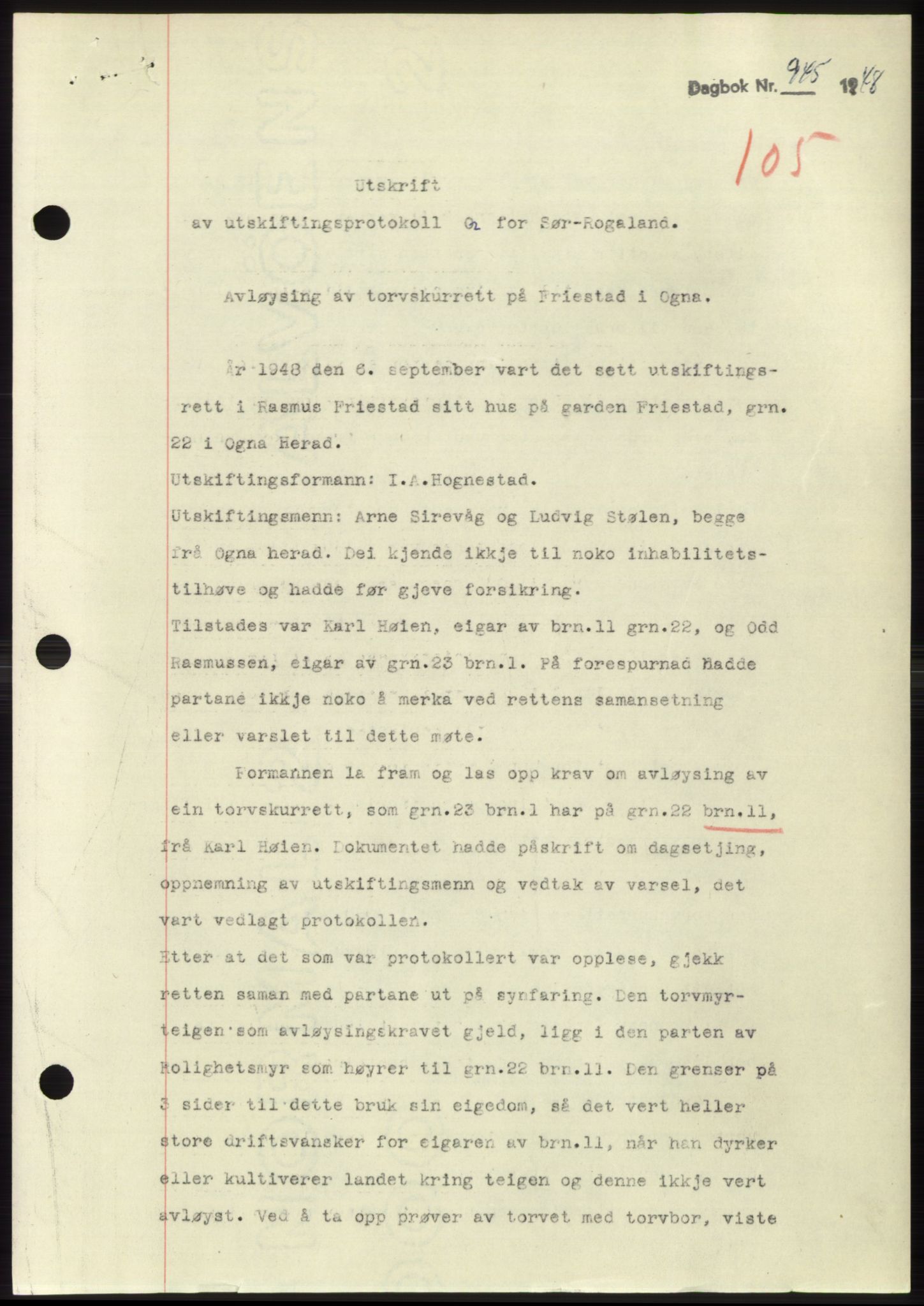 Dalane sorenskriveri, SAST/A-100309/02/G/Gb/L0058: Pantebok, 1926-1950, Tingl.dato: 02.12.1948