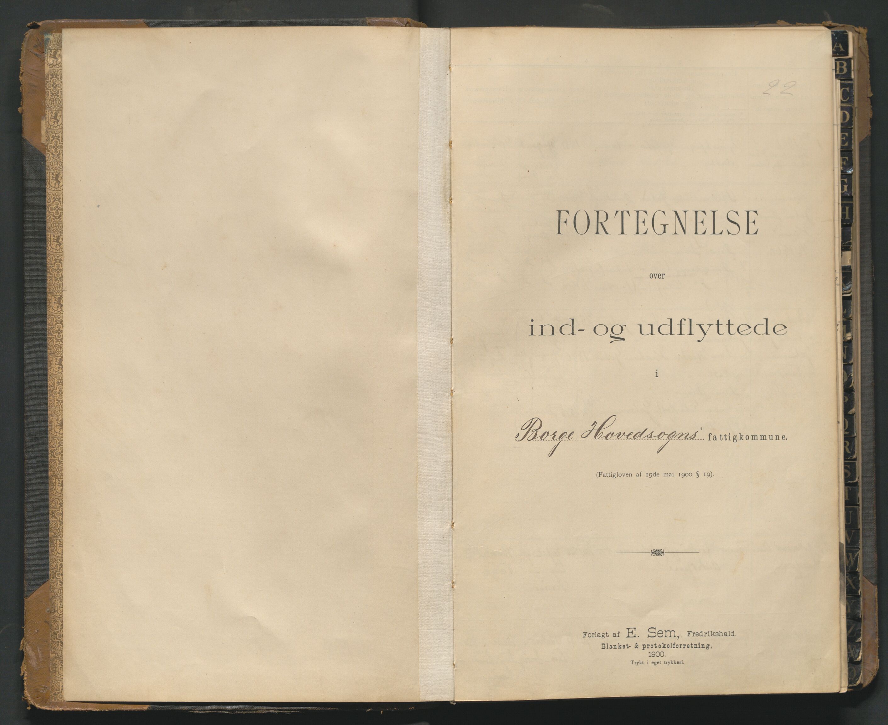 Borge lensmannskontor (Østfold), AV/SAO-A-10176/I/Ia/L0001: Protokoll over inn- og utflyttede i Borge fattigkommune, 1901-1904