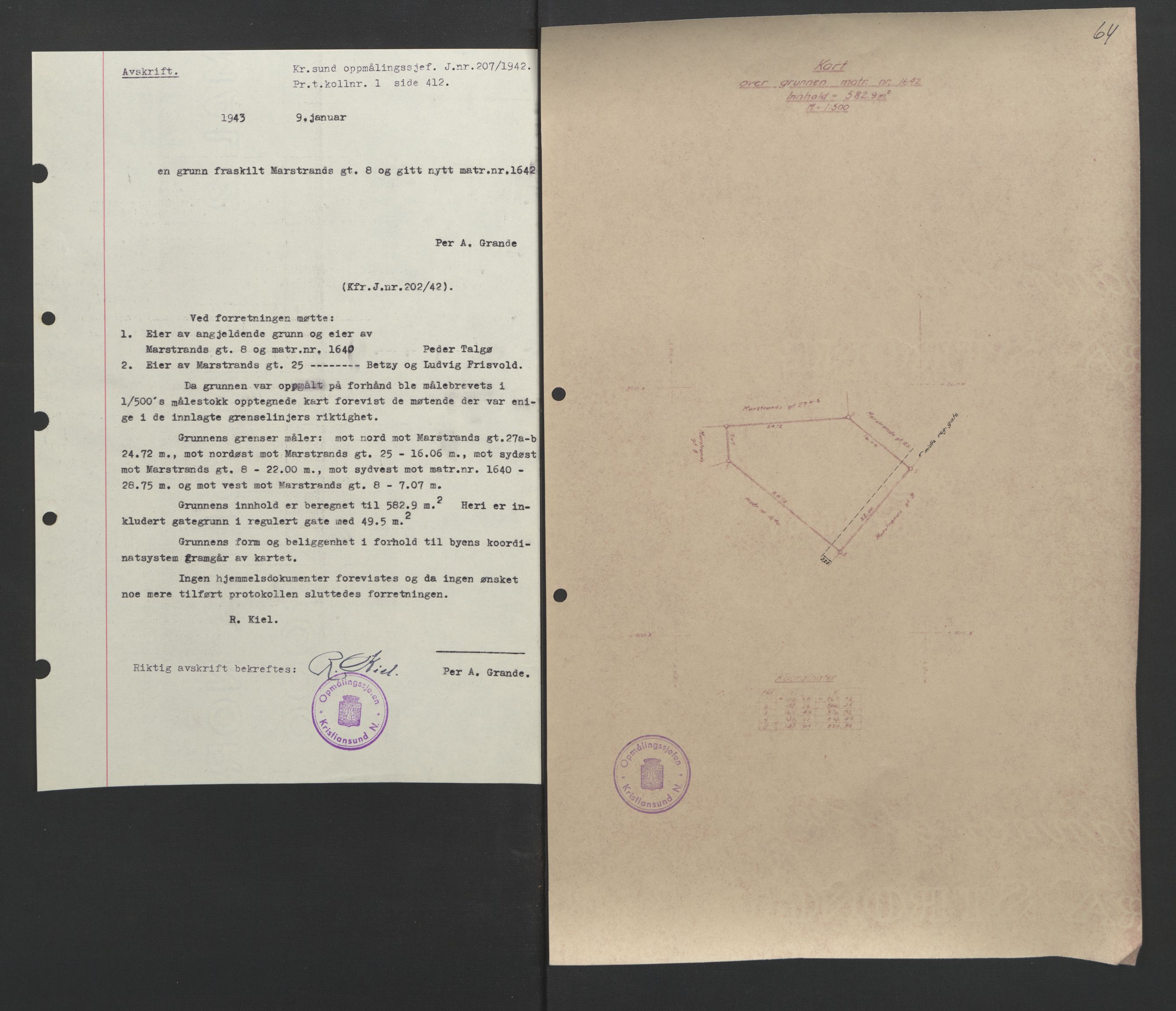 Kristiansund byfogd, AV/SAT-A-4587/A/27: Pantebok nr. 37, 1942-1945, Dagboknr: 78/1943