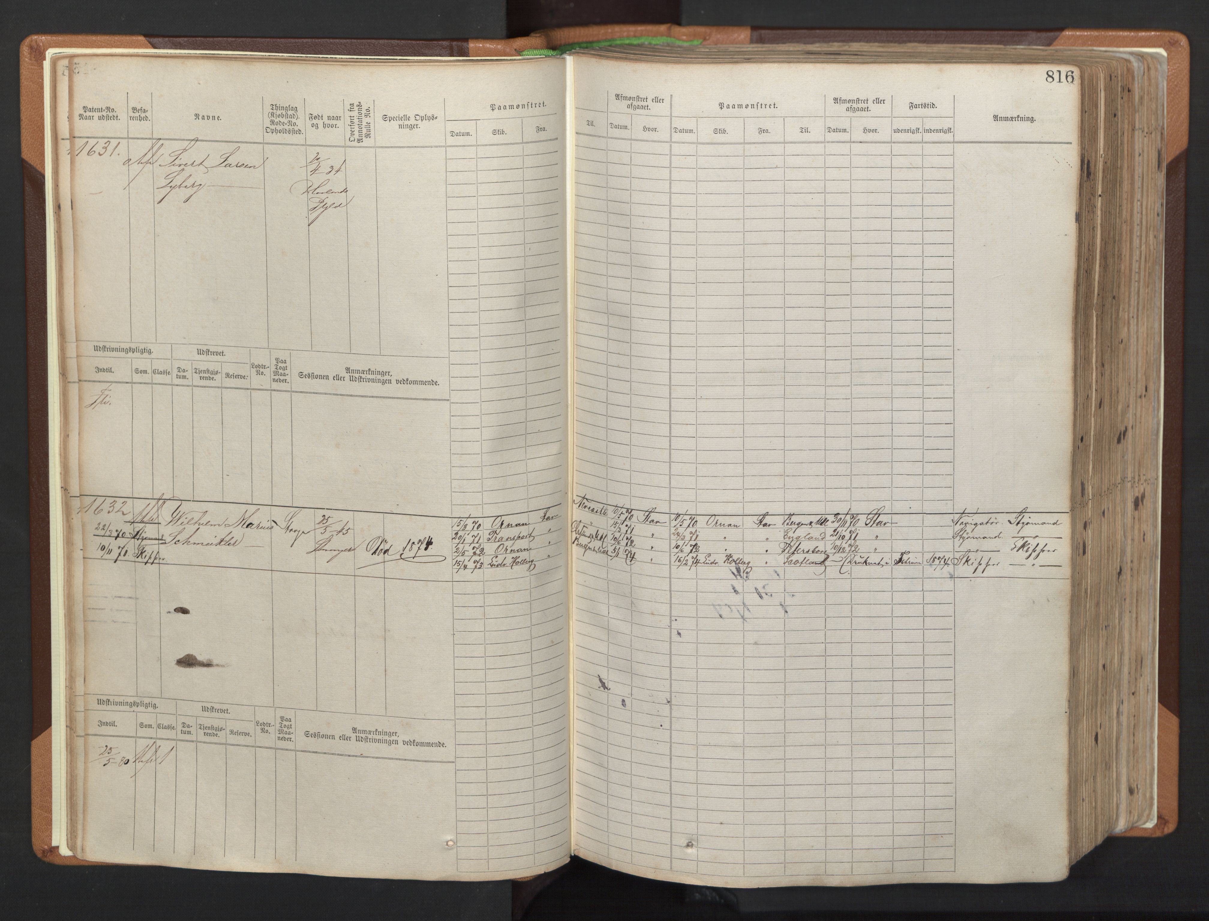 Stavanger sjømannskontor, AV/SAST-A-102006/F/Fb/Fbb/L0006: Sjøfartshovedrulle, patentnr. 1607-2402 (del 3), 1869-1880, s. 15
