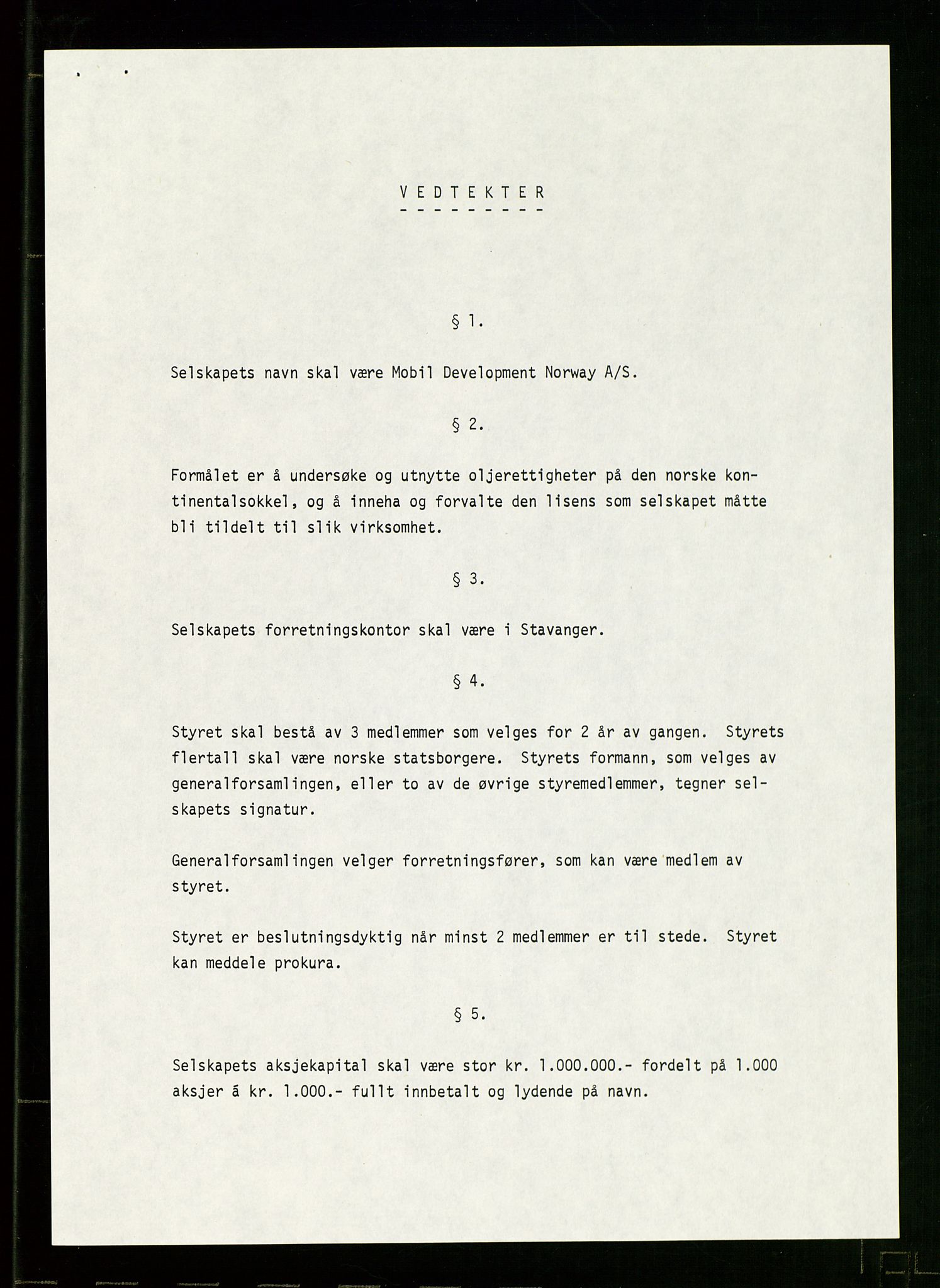 Pa 1578 - Mobil Exploration Norway Incorporated, SAST/A-102024/7/A/Aa/L0001: Styreprotokoll og dokumenter, 1973-1998