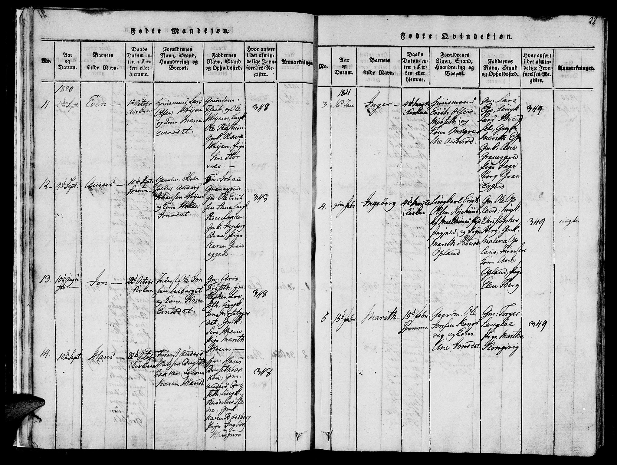 Ministerialprotokoller, klokkerbøker og fødselsregistre - Sør-Trøndelag, SAT/A-1456/612/L0372: Ministerialbok nr. 612A06 /1, 1816-1828, s. 22