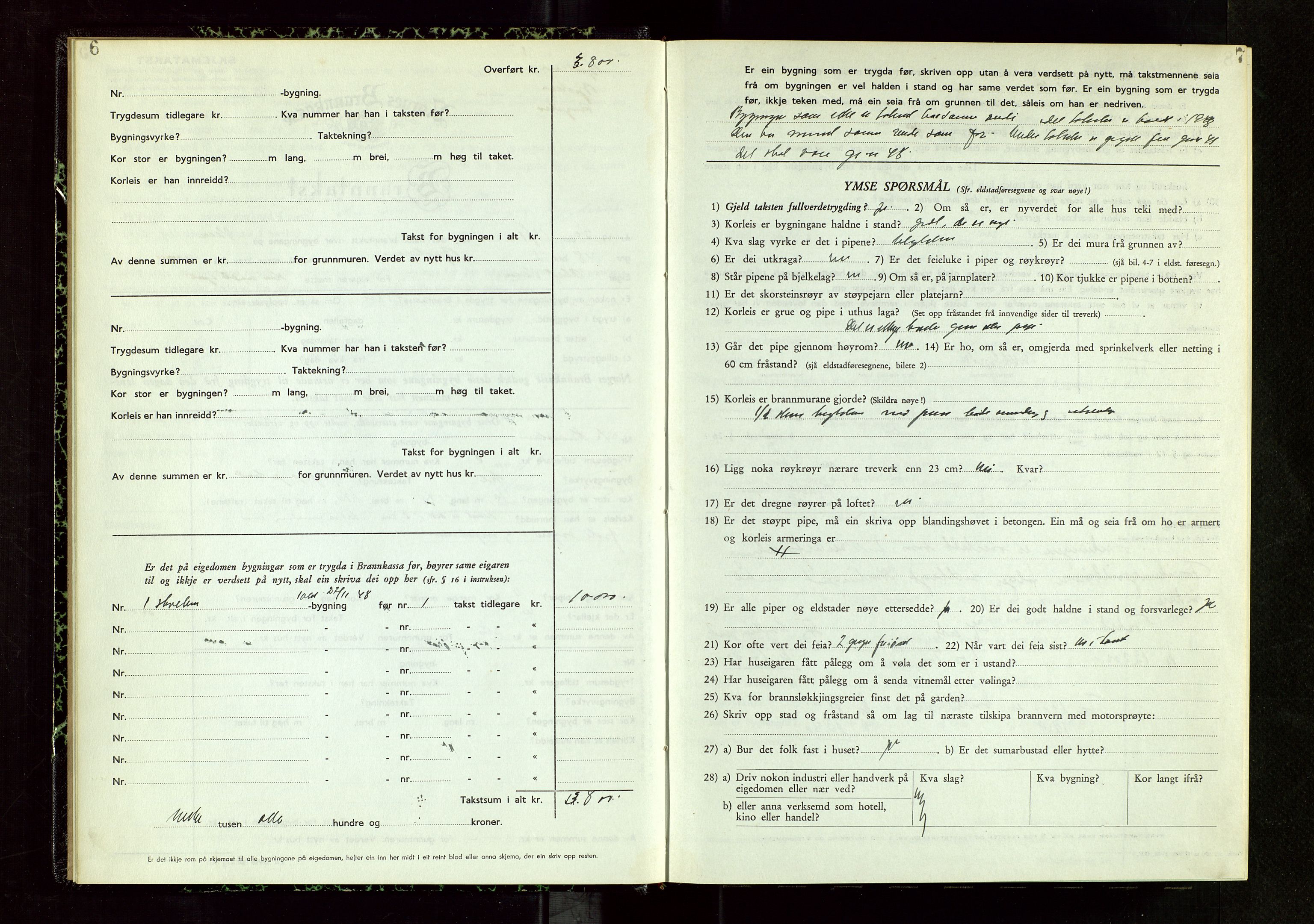 Bjerkreim lensmannskontor, AV/SAST-A-100090/Gob/L0002: "Branntakstprotokoll", 1950-1955, s. 6-7