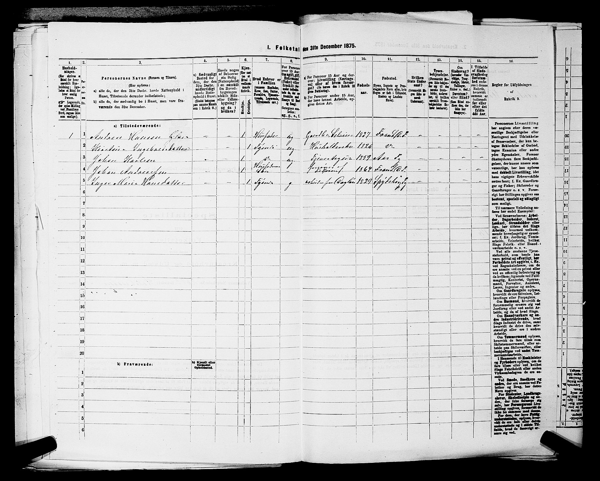 RA, Folketelling 1875 for 0215L Drøbak prestegjeld, Frogn sokn, 1875, s. 252