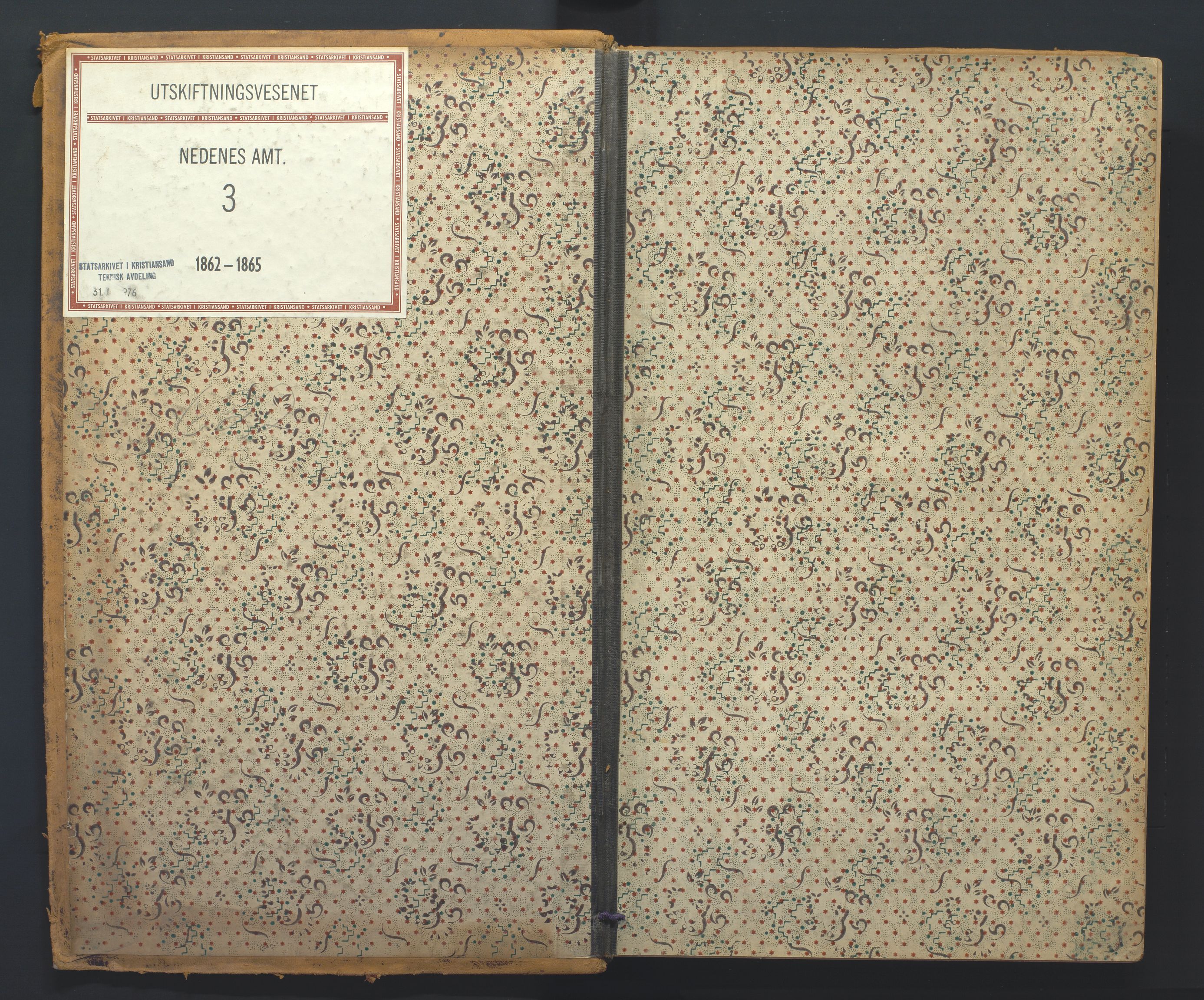 Utskiftningsformannen i Nedenes amt, SAK/1541-0002/F/Fa/Faa/L0003: Utskiftningsprotokoll med gårdsregister, Nedenes amt nr 3, 1862-1865