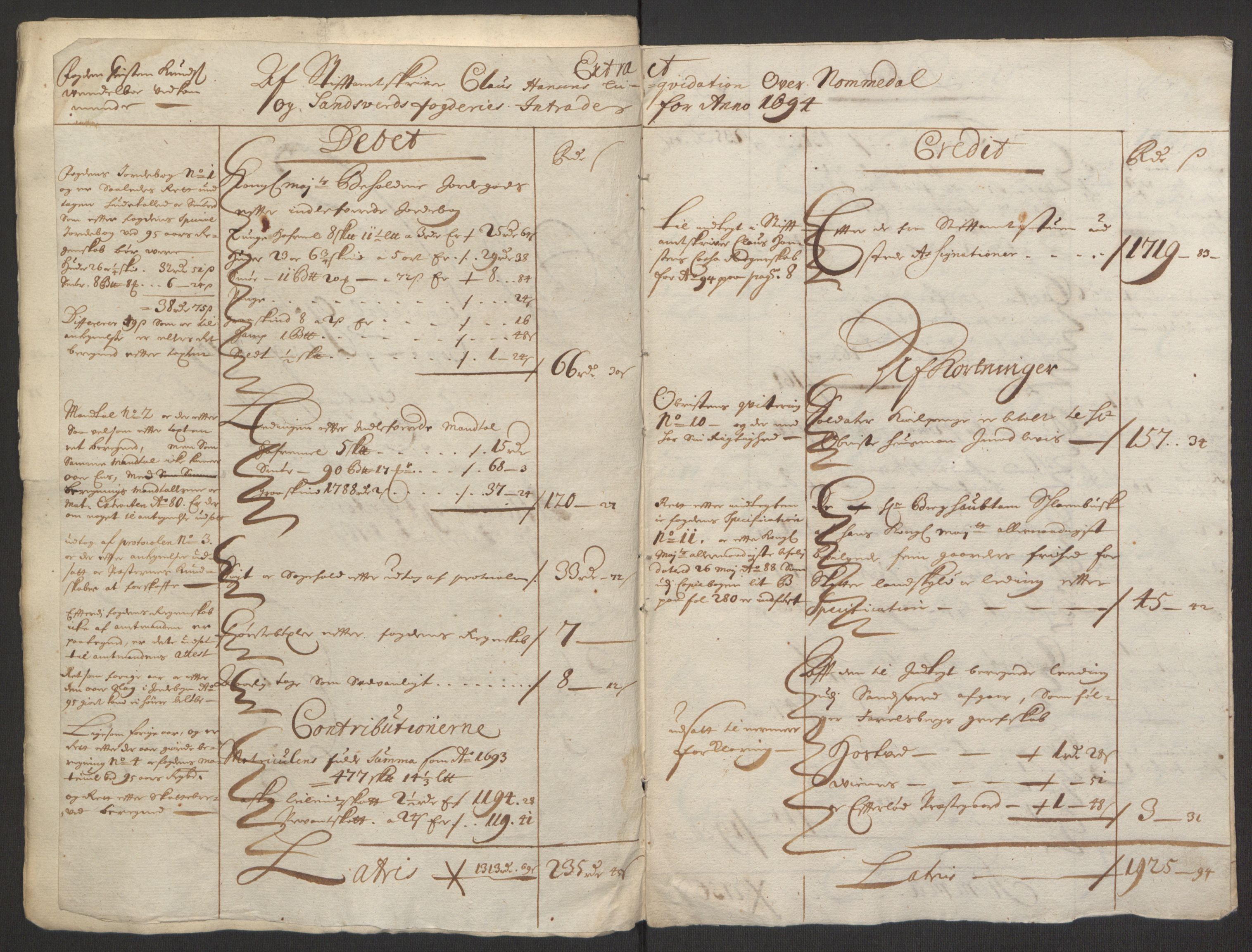 Rentekammeret inntil 1814, Reviderte regnskaper, Fogderegnskap, RA/EA-4092/R24/L1575: Fogderegnskap Numedal og Sandsvær, 1692-1695, s. 37