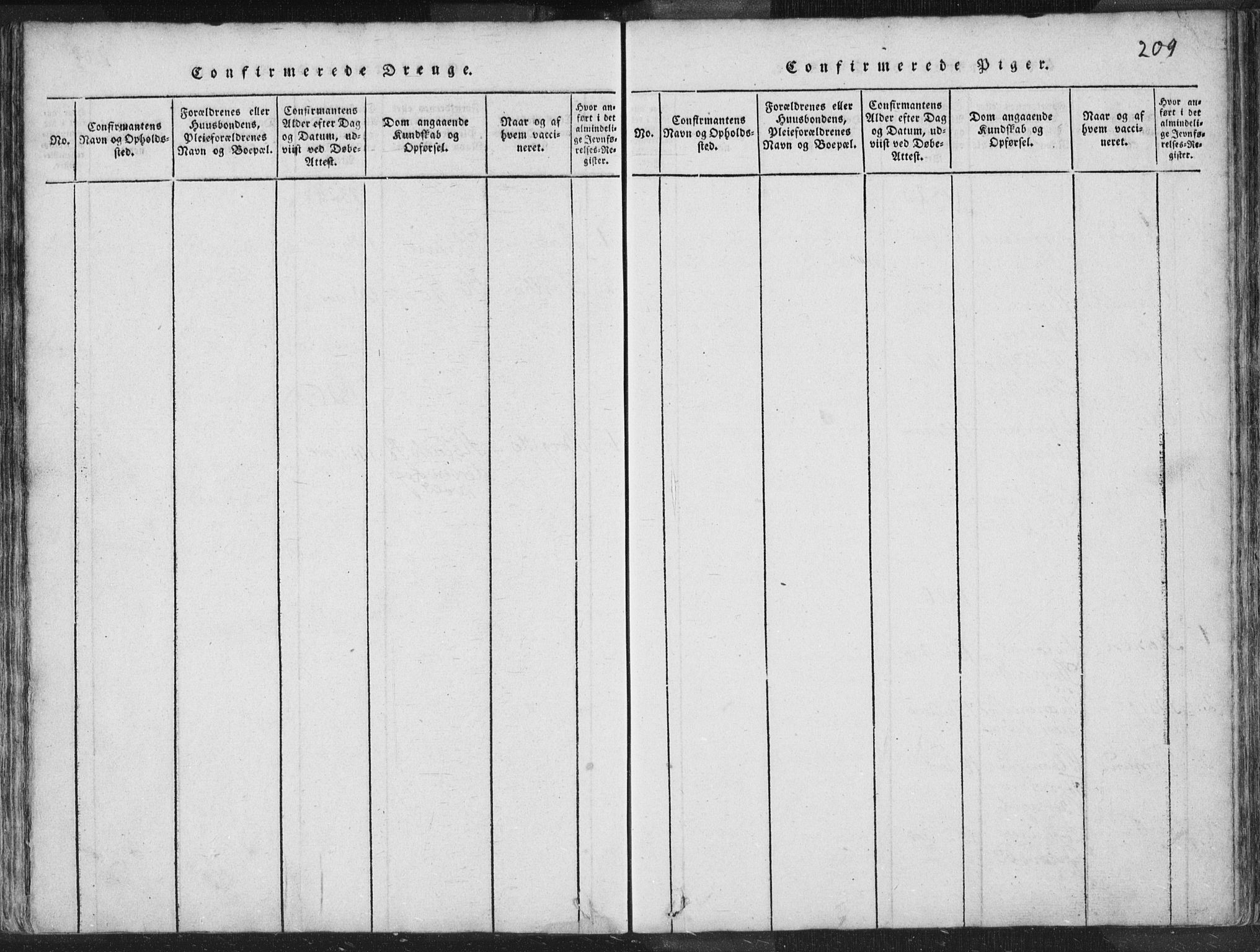 Hetland sokneprestkontor, SAST/A-101826/30/30BA/L0001: Ministerialbok nr. A 1, 1816-1856, s. 209