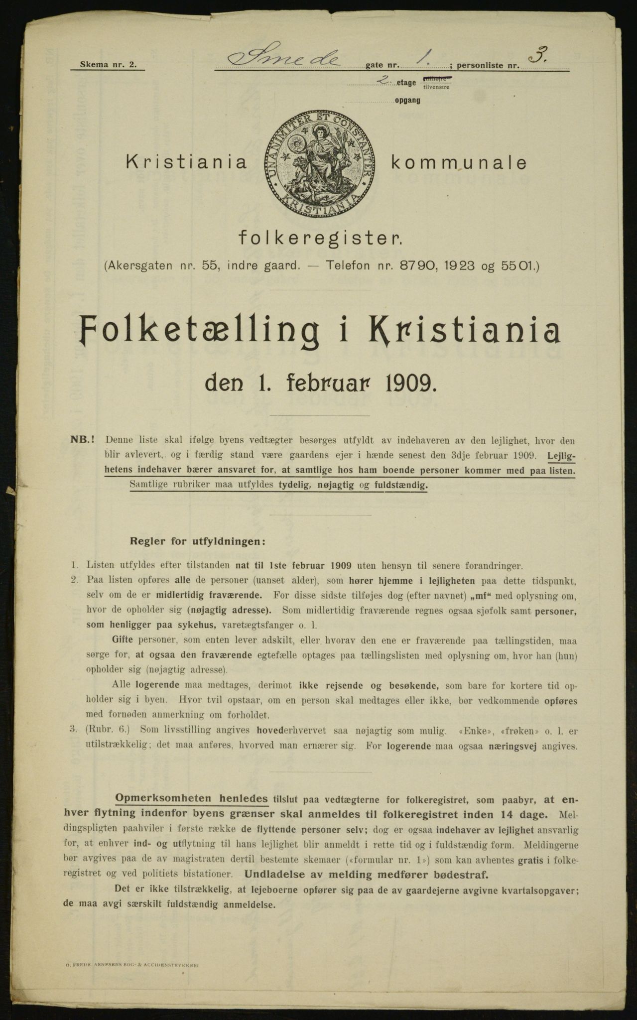 OBA, Kommunal folketelling 1.2.1909 for Kristiania kjøpstad, 1909, s. 88051