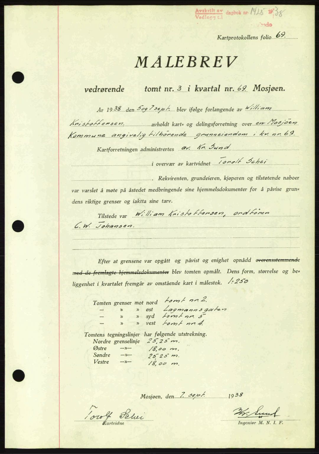 Alstahaug sorenskriveri, SAT/A-1009: Pantebok nr. A3, 1937-1938, Dagboknr: 1425/1938
