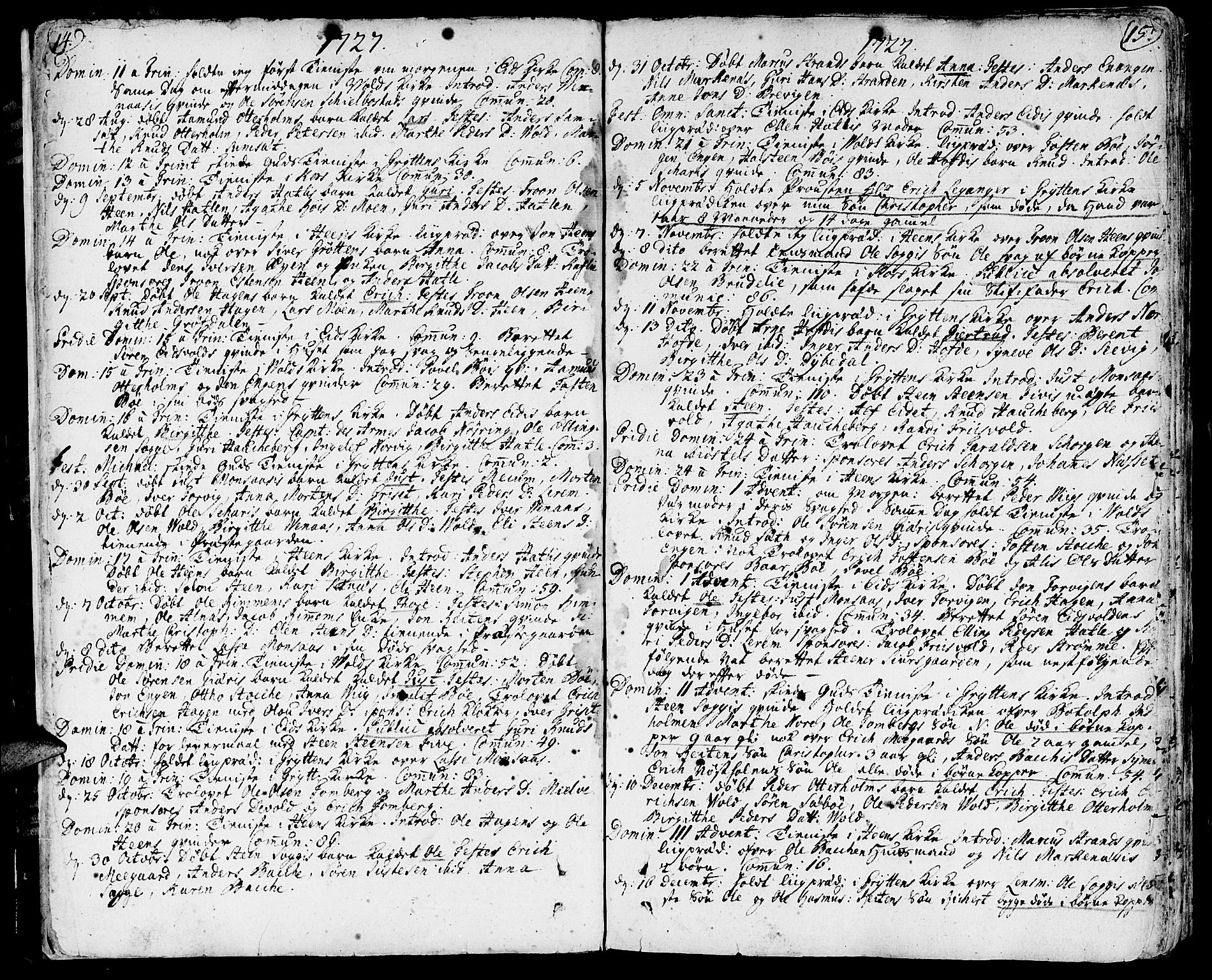 Ministerialprotokoller, klokkerbøker og fødselsregistre - Møre og Romsdal, AV/SAT-A-1454/544/L0568: Ministerialbok nr. 544A01, 1725-1763, s. 14-15