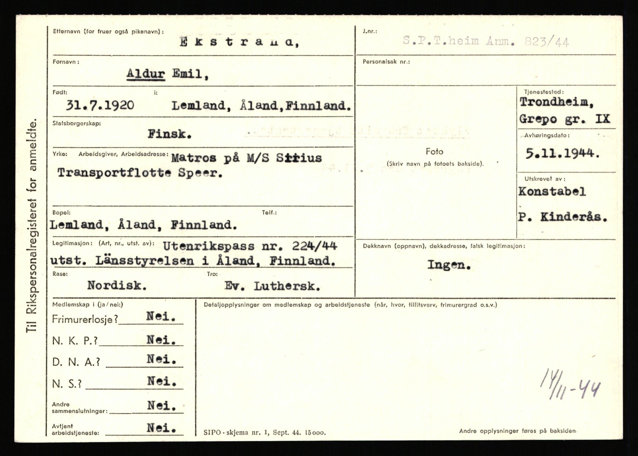 Statspolitiet - Hovedkontoret / Osloavdelingen, AV/RA-S-1329/C/Ca/L0004: Eid - funn av gjenstander	, 1943-1945, s. 478