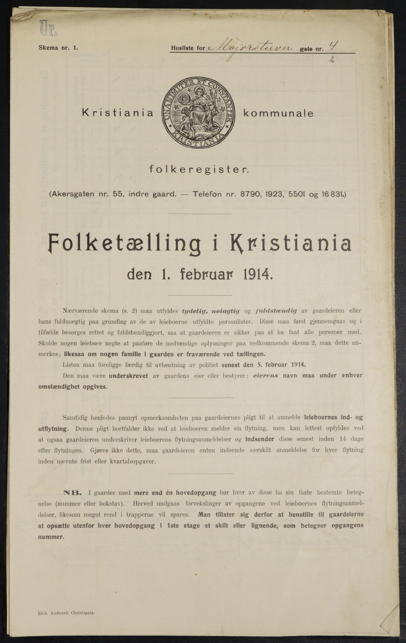 OBA, Kommunal folketelling 1.2.1914 for Kristiania, 1914, s. 59536