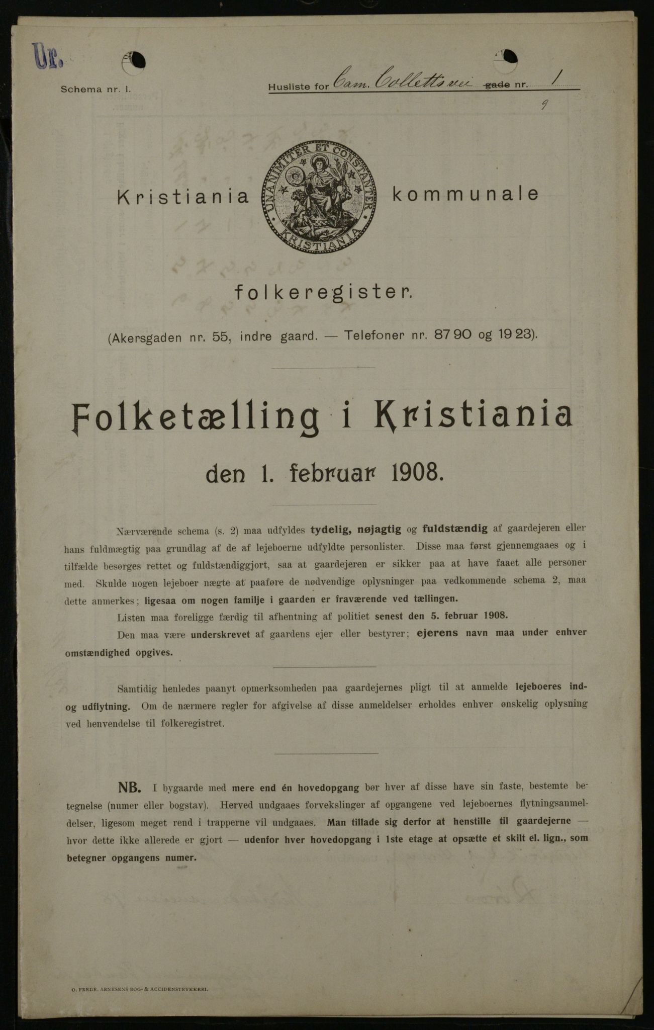 OBA, Kommunal folketelling 1.2.1908 for Kristiania kjøpstad, 1908, s. 10856