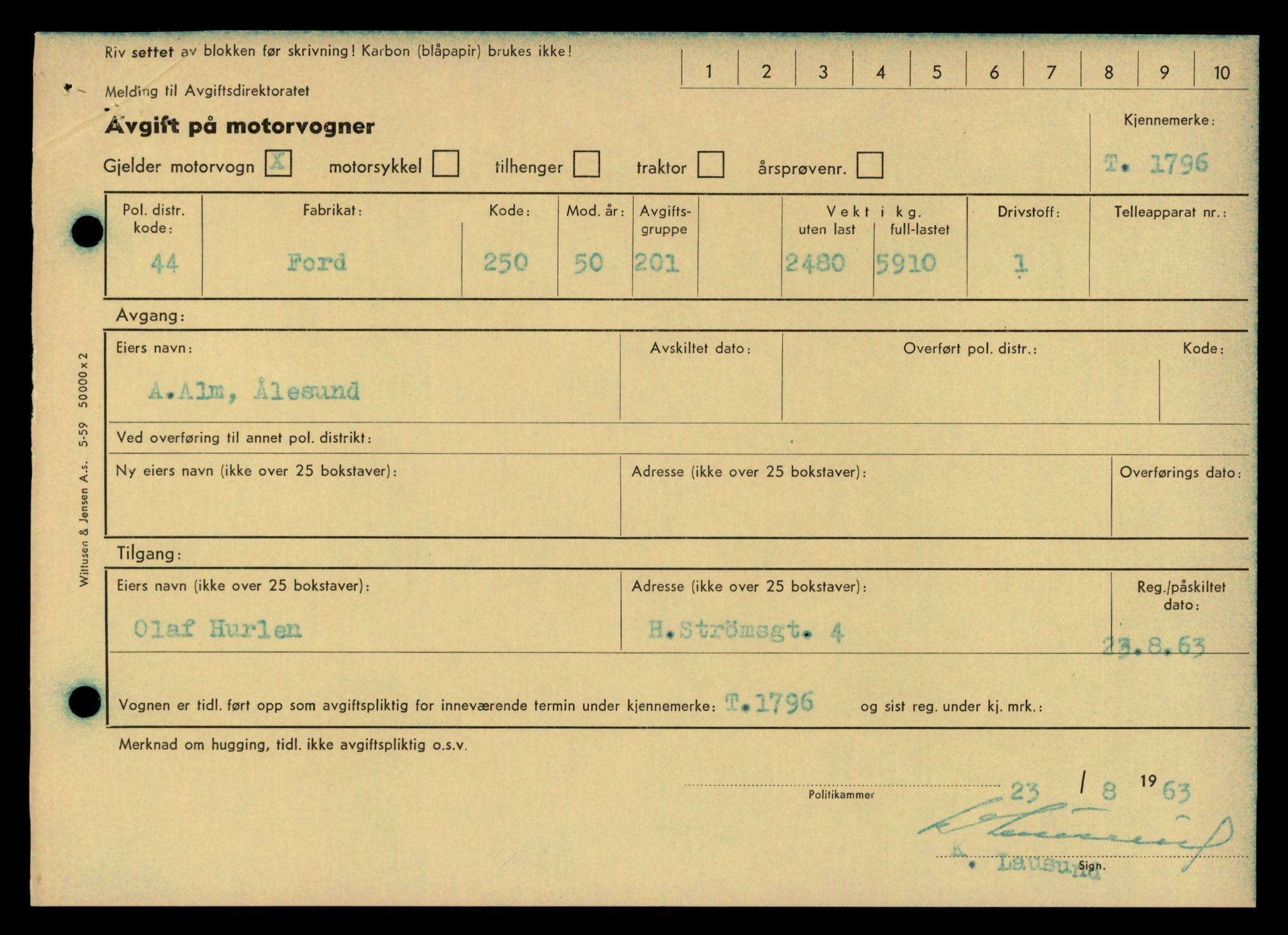Møre og Romsdal vegkontor - Ålesund trafikkstasjon, AV/SAT-A-4099/F/Fe/L0034: Registreringskort for kjøretøy T 12500 - T 12652, 1927-1998, s. 1294