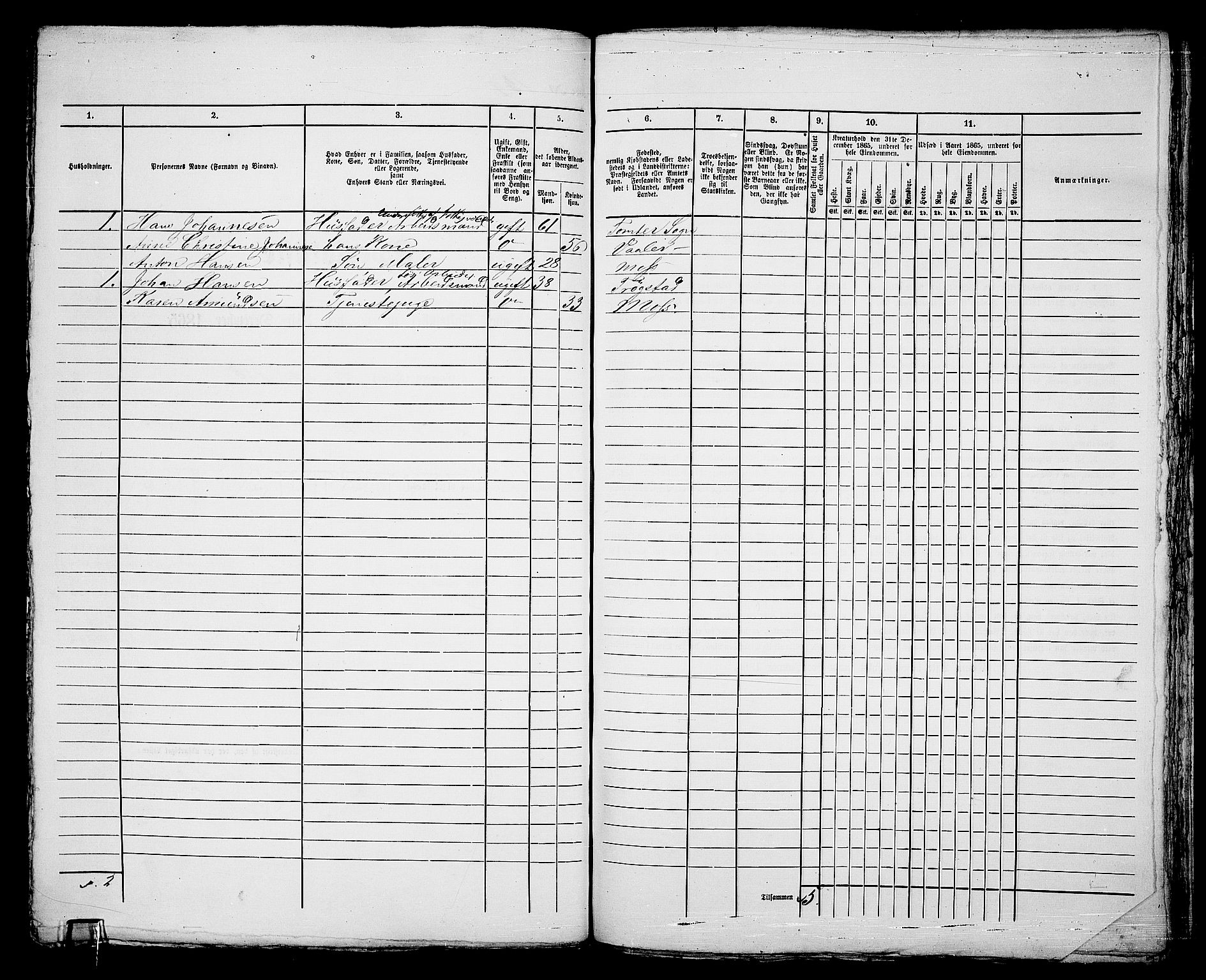 RA, Folketelling 1865 for 0104B Moss prestegjeld, Moss kjøpstad, 1865, s. 297