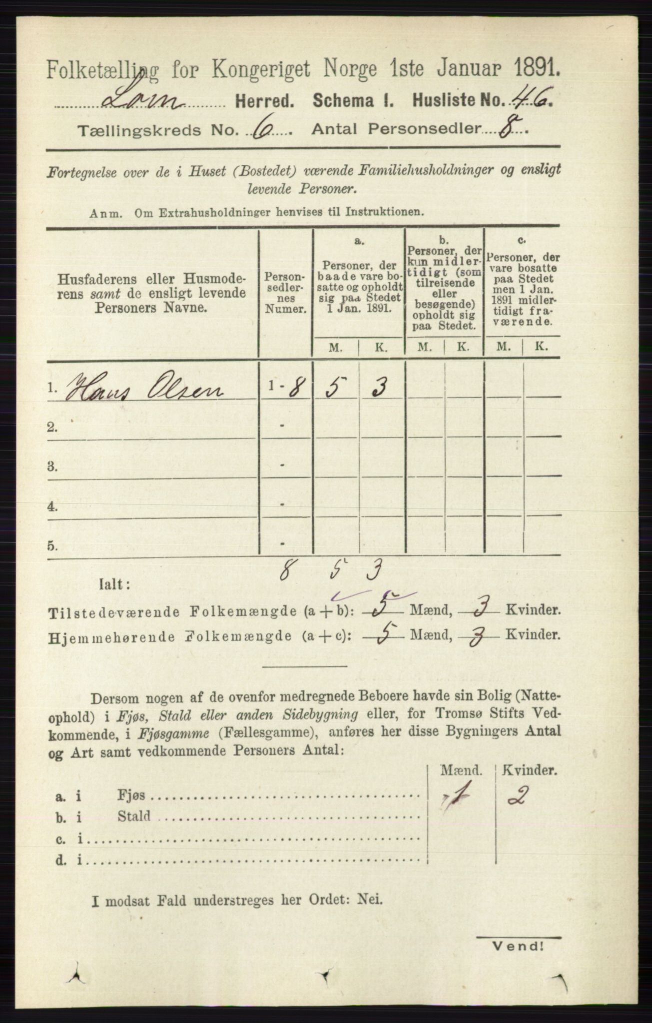 RA, Folketelling 1891 for 0514 Lom herred, 1891, s. 2349