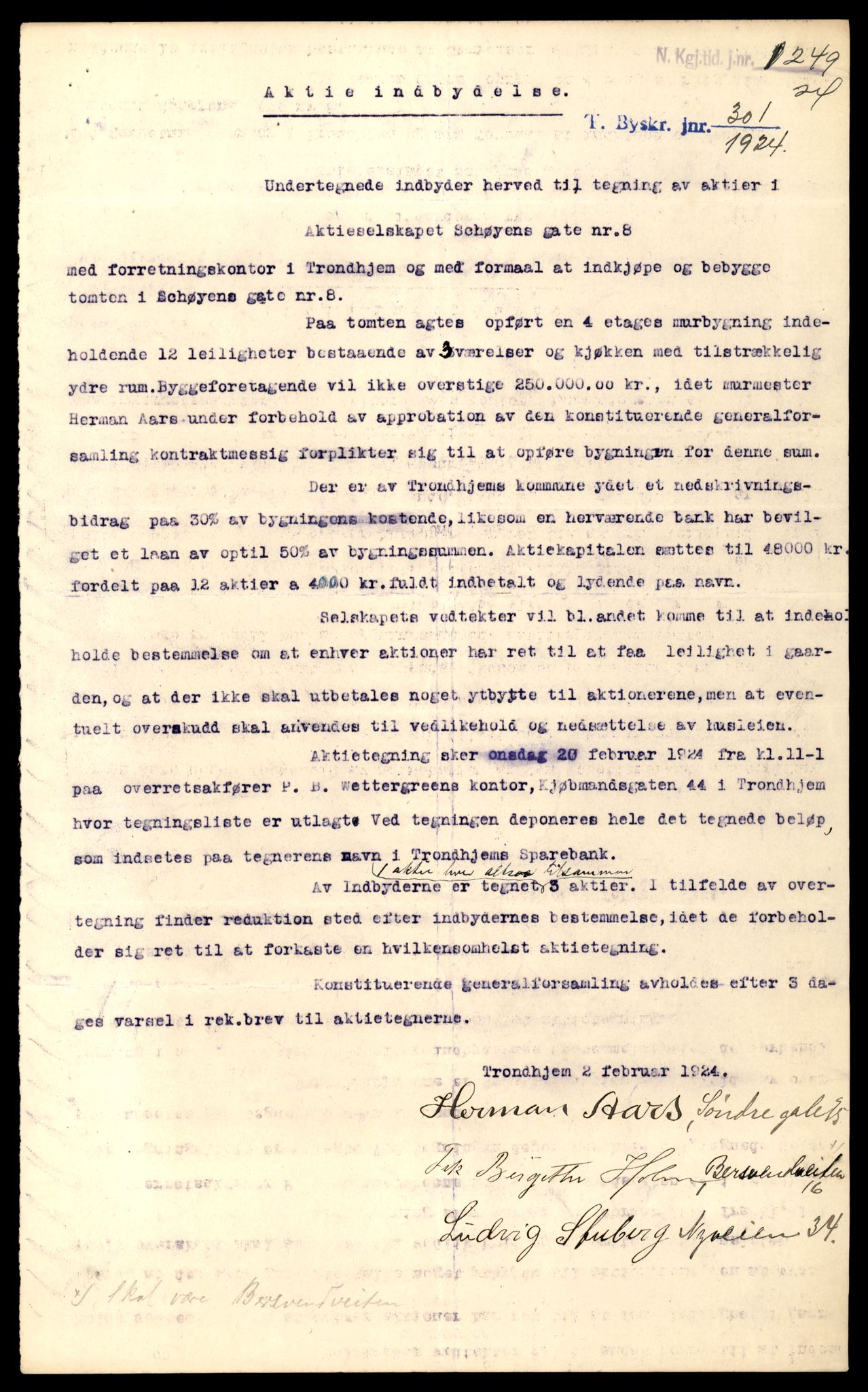 Trondheim byfogd, AV/SAT-A-0003/2/J/Jd/Jda/L0052: Bilag, aksjeselskap, Sch-Sin, 1944-1990, s. 1