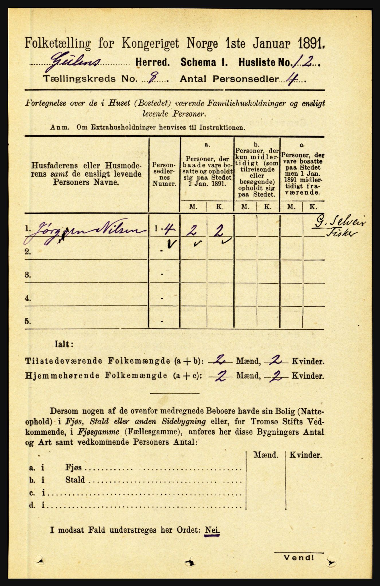 RA, Folketelling 1891 for 1411 Gulen herred, 1891, s. 2418