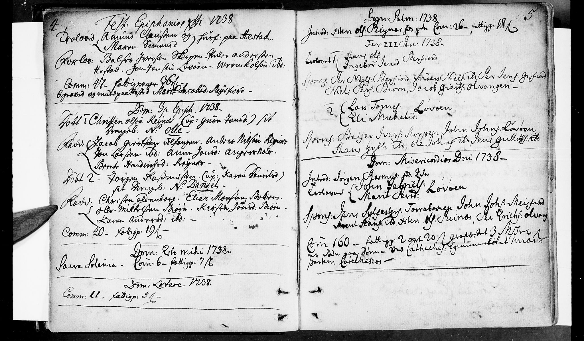 Ministerialprotokoller, klokkerbøker og fødselsregistre - Nordland, AV/SAT-A-1459/830/L0434: Ministerialbok nr. 830A03, 1737-1767, s. 4-5