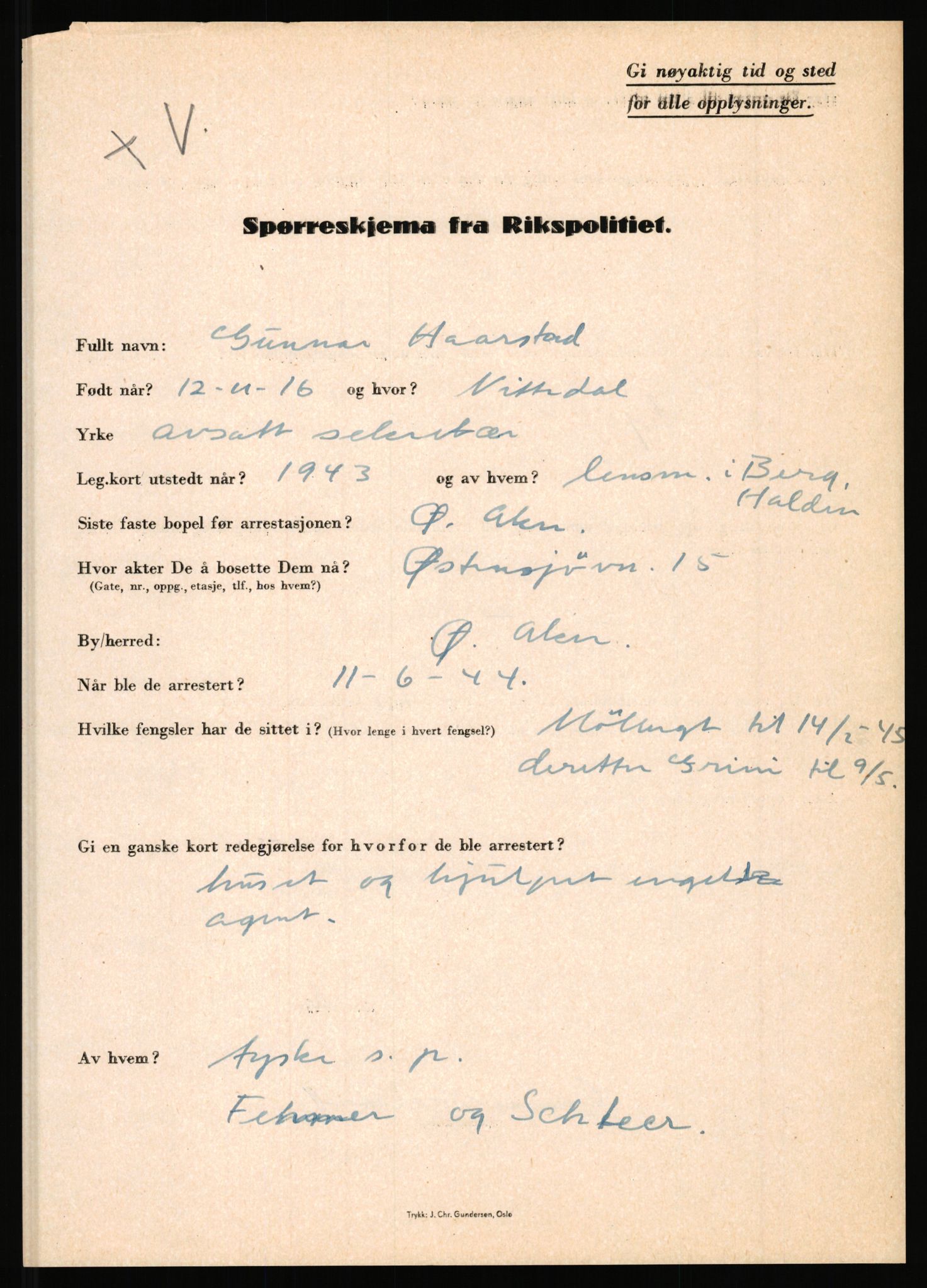 Rikspolitisjefen, AV/RA-S-1560/L/L0007: Heen, Erik C. - Iversen, Trygve, 1940-1945, s. 1049