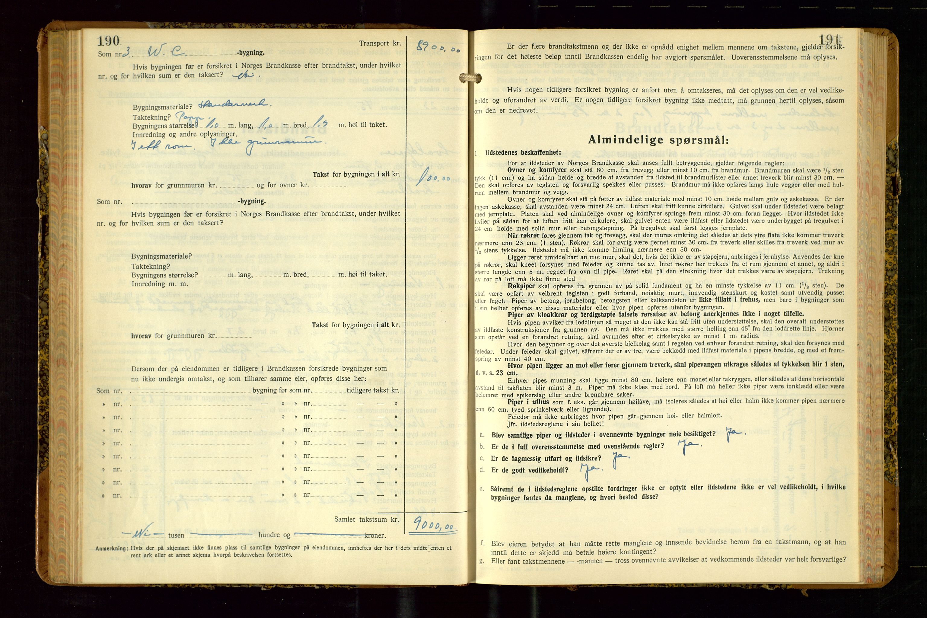 Avaldsnes lensmannskontor, AV/SAST-A-100286/Gob/L0002: "Branntakstprotokoll for Avaldsnes lensmannsdistrikt Rogaland fylke", 1940-1950, s. 190-191