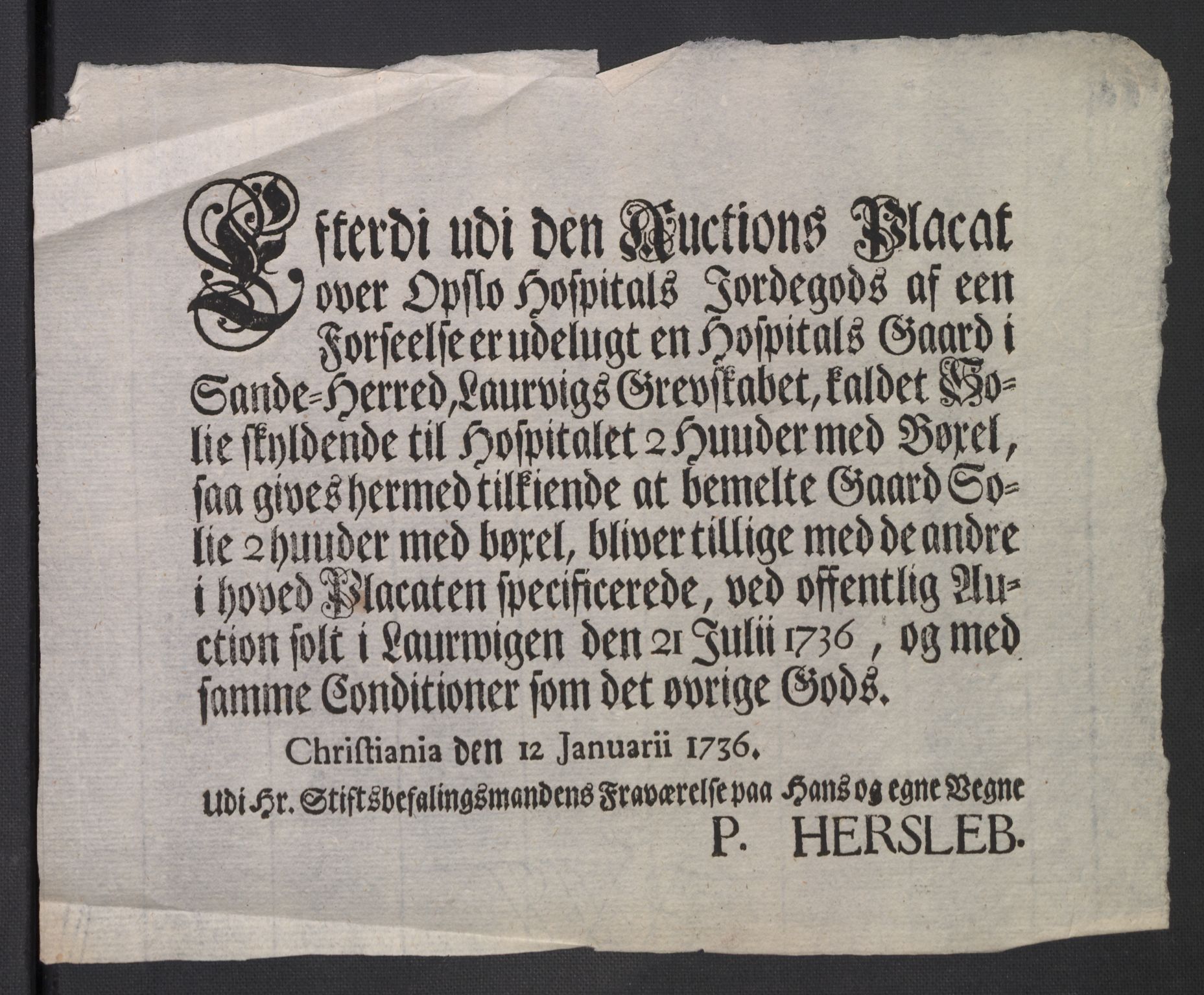 Oslo stiftsdireksjon, AV/SAO-A-11085/K/Kb/L0003/0002: Oslo Hospital / Auksjoner over Hospitalets eiendommer: Forpaktningen av plasser, tomter m.v., 1736-1737, s. 24
