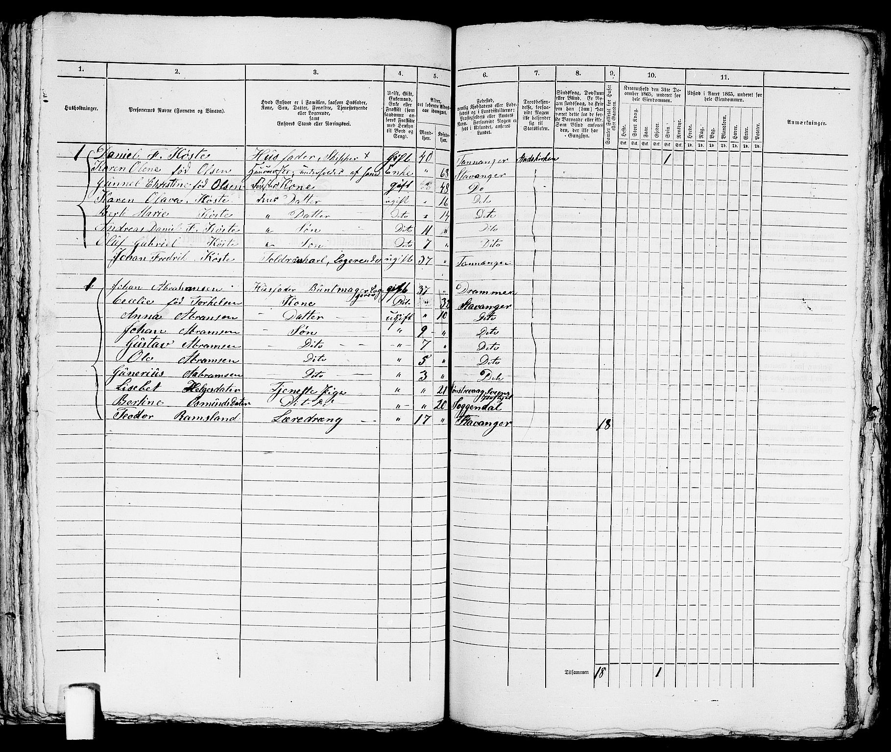 RA, Folketelling 1865 for 1103 Stavanger kjøpstad, 1865, s. 1608