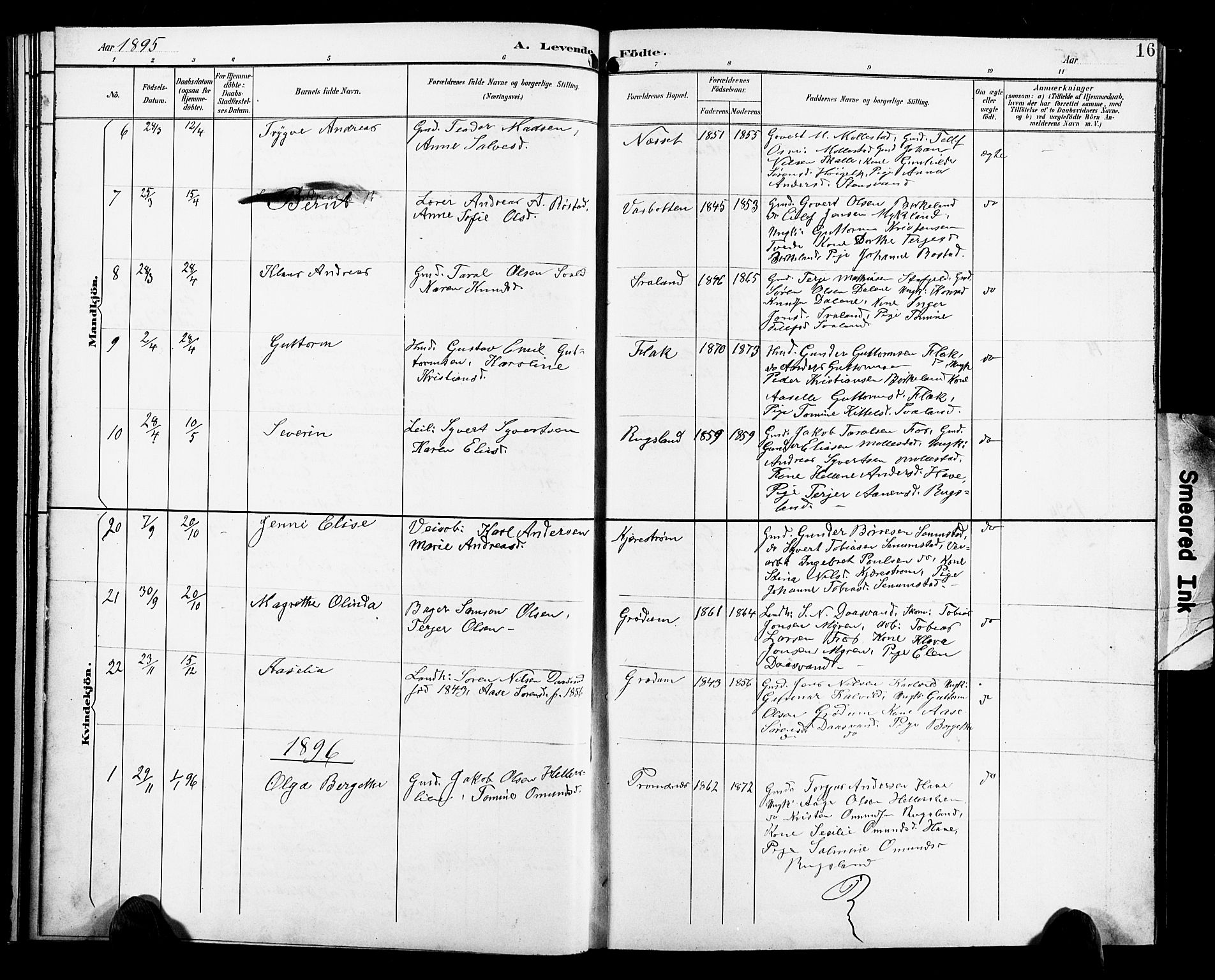 Birkenes sokneprestkontor, AV/SAK-1111-0004/F/Fb/L0004: Klokkerbok nr. B 4, 1893-1930, s. 16