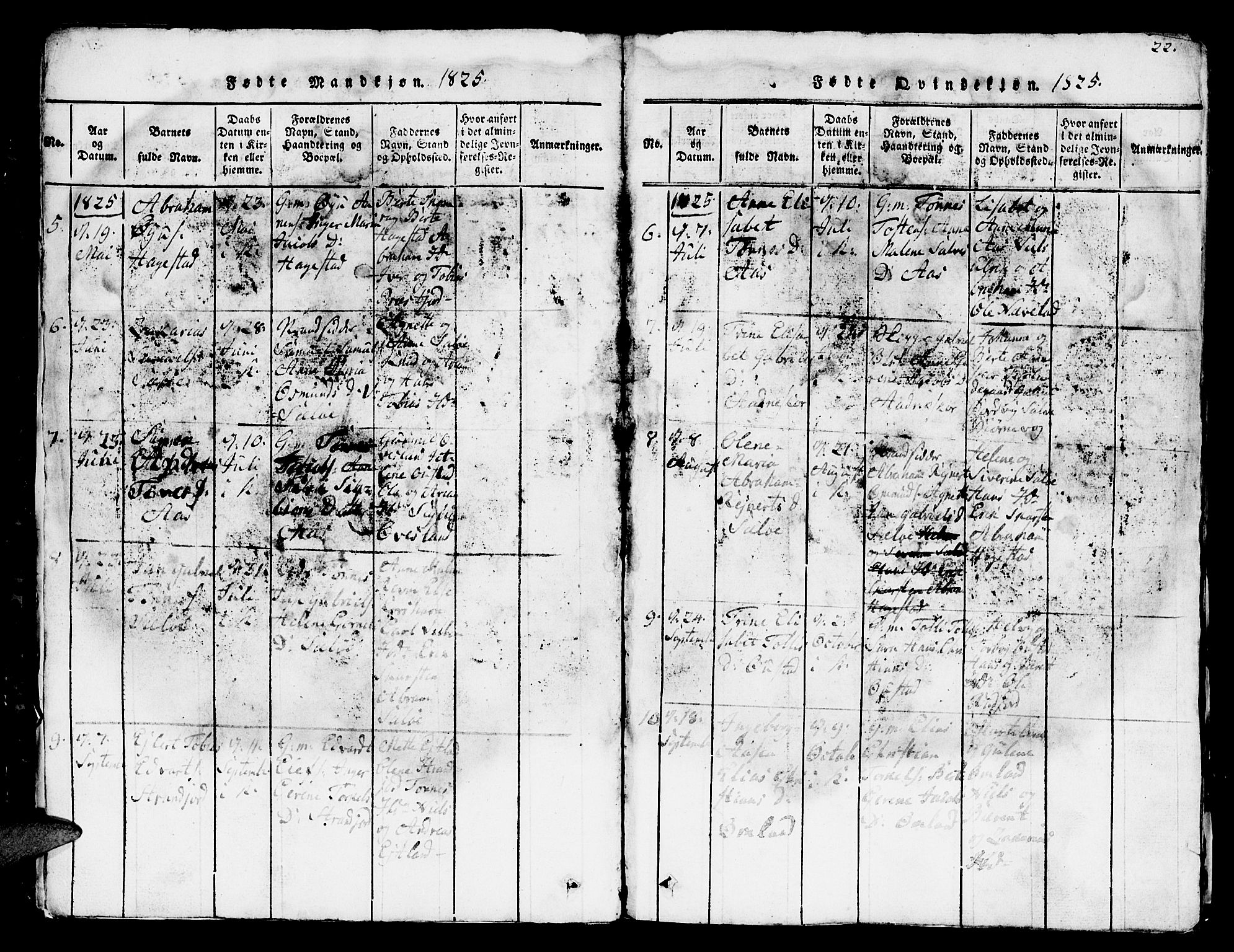 Lyngdal sokneprestkontor, SAK/1111-0029/F/Fb/Fba/L0001: Klokkerbok nr. B 1, 1816-1876, s. 22