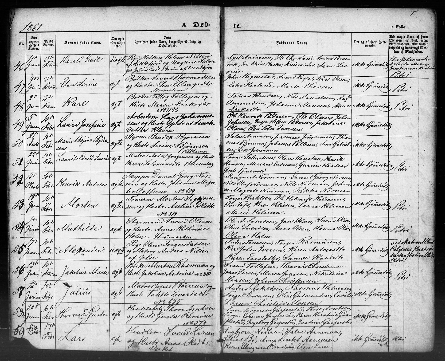 Domkirken sokneprestkontor, AV/SAST-A-101812/001/30/30BB/L0012: Klokkerbok nr. B 12, 1860-1871, s. 7