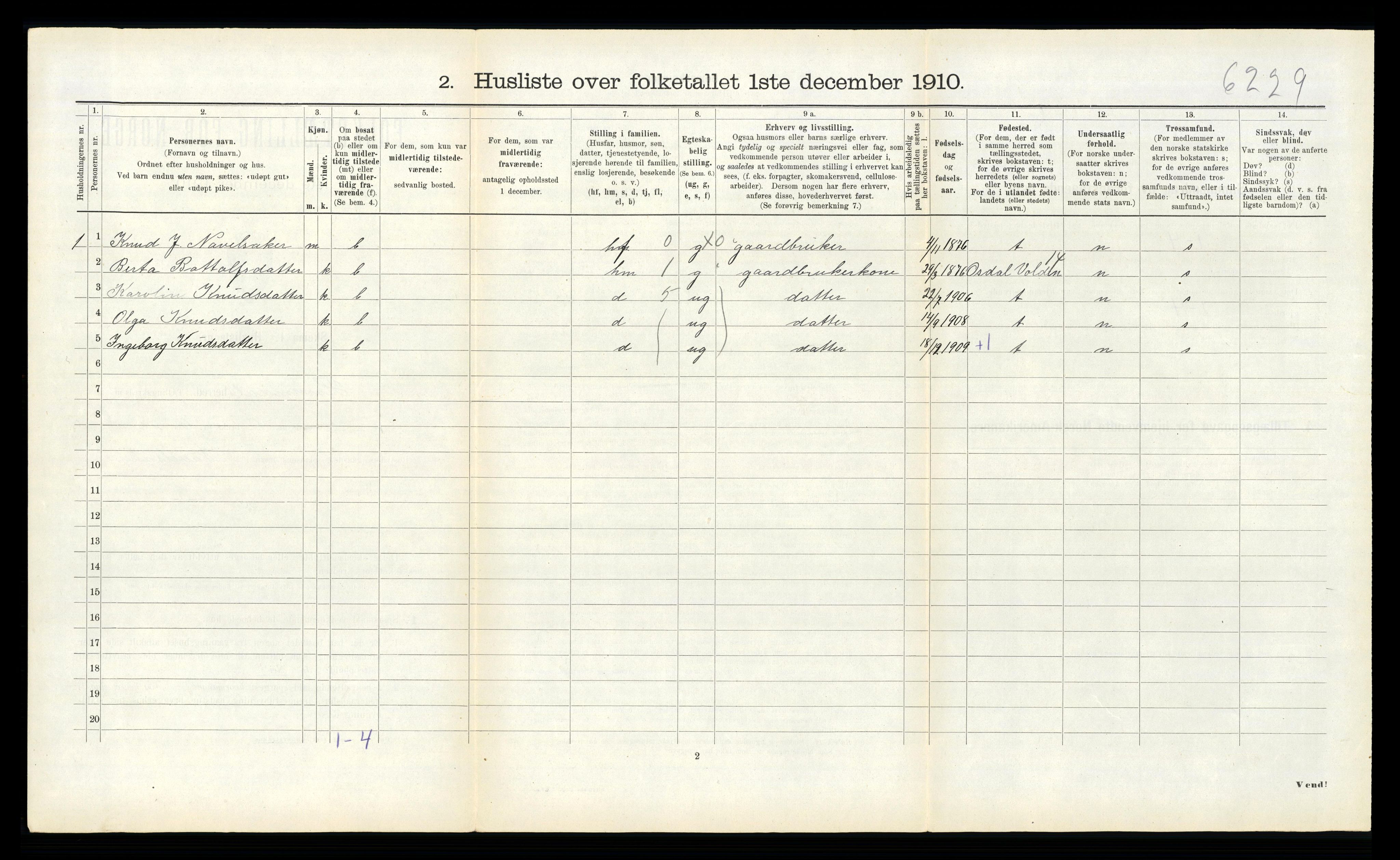 RA, Folketelling 1910 for 1444 Hornindal herred, 1910, s. 113