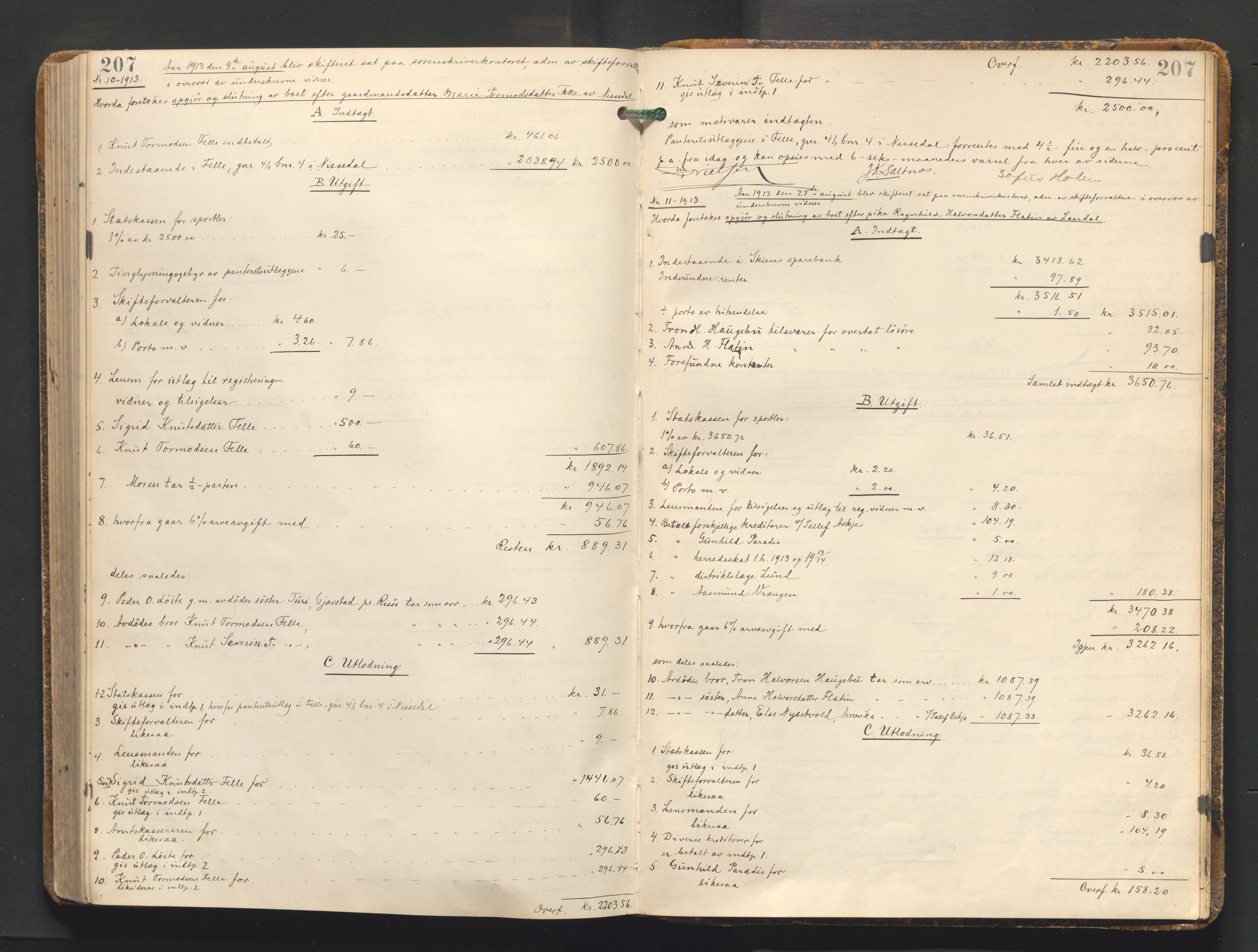 Vest-Telemark sorenskriveri, AV/SAKO-A-134/H/Ha/Hac/L0012: Skifteutlodningsprotokoll, 1905-1913, s. 207