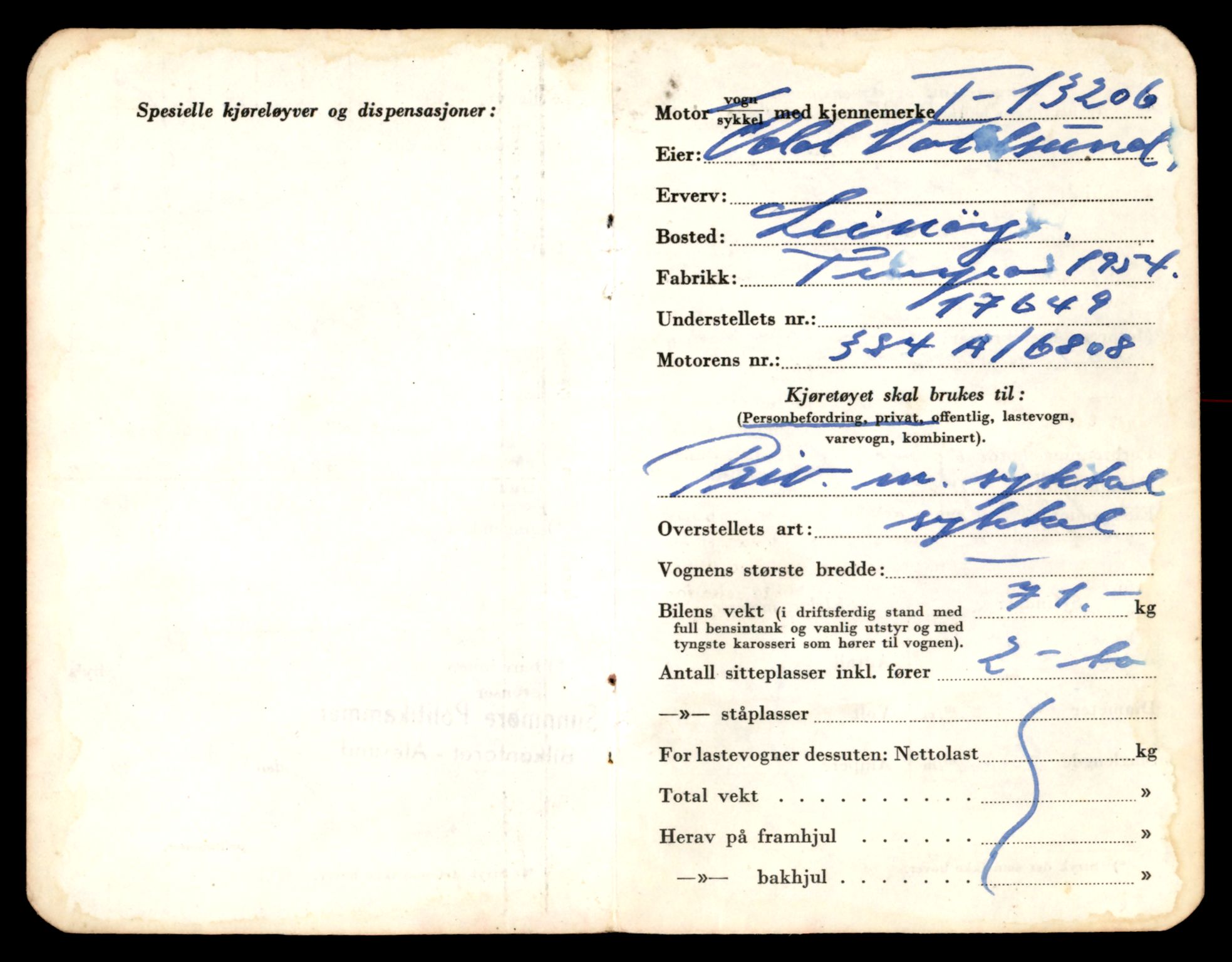 Møre og Romsdal vegkontor - Ålesund trafikkstasjon, AV/SAT-A-4099/F/Fe/L0038: Registreringskort for kjøretøy T 13180 - T 13360, 1927-1998, s. 437