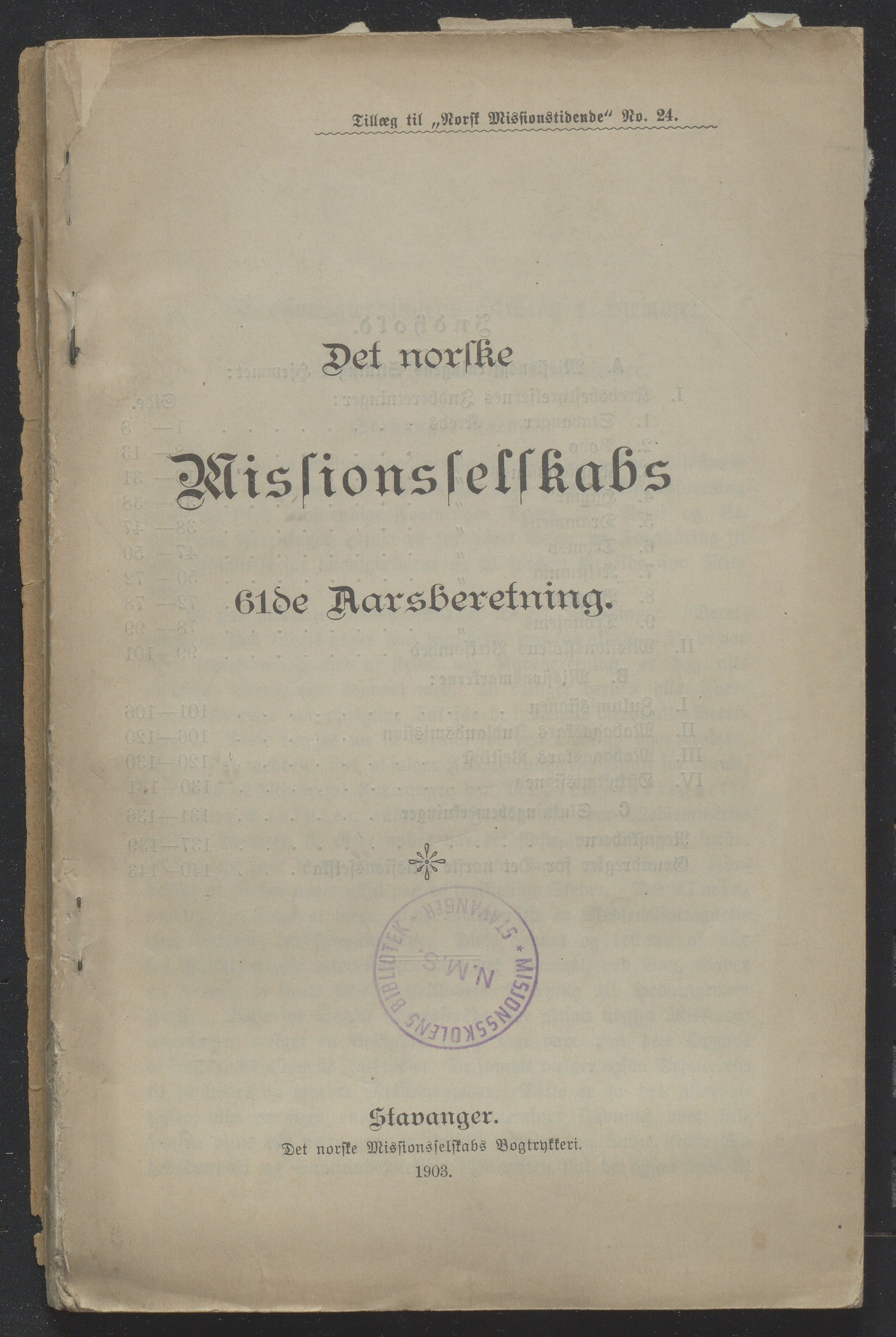 Det Norske Misjonsselskap - hovedadministrasjonen, VID/MA-A-1045/D/Db/Dba/L0340/0003: Beretninger, Bøker, Skrifter o.l   / Årsberetninger. Heftet. 61. , 1902