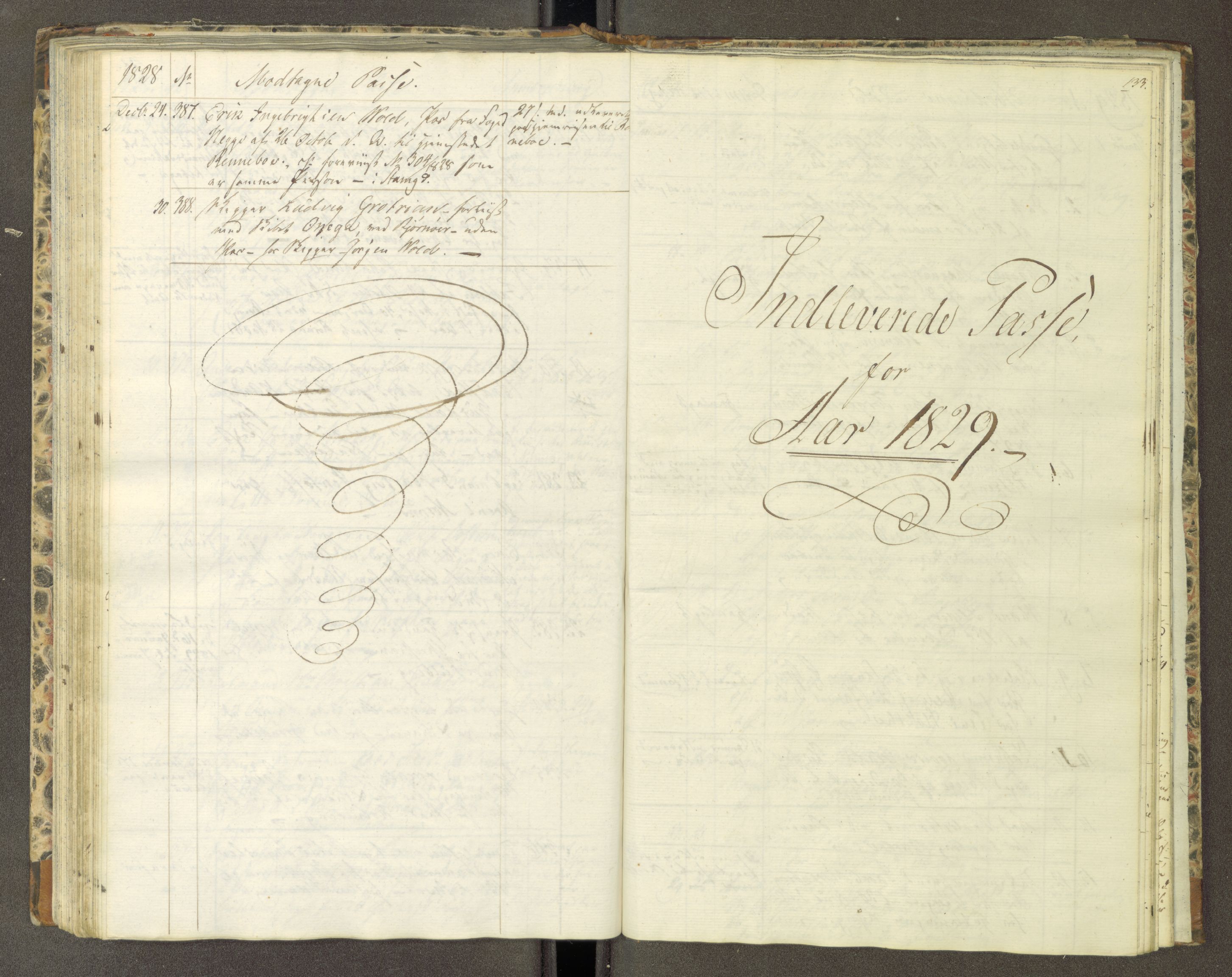 Trondheim politikammer, AV/SAT-A-1887/1/30/L0004: Passprotokoll. Første del:utstedtete pass. Andre del :innleverte/fornyede, 1827-1830, s. 132b-133a