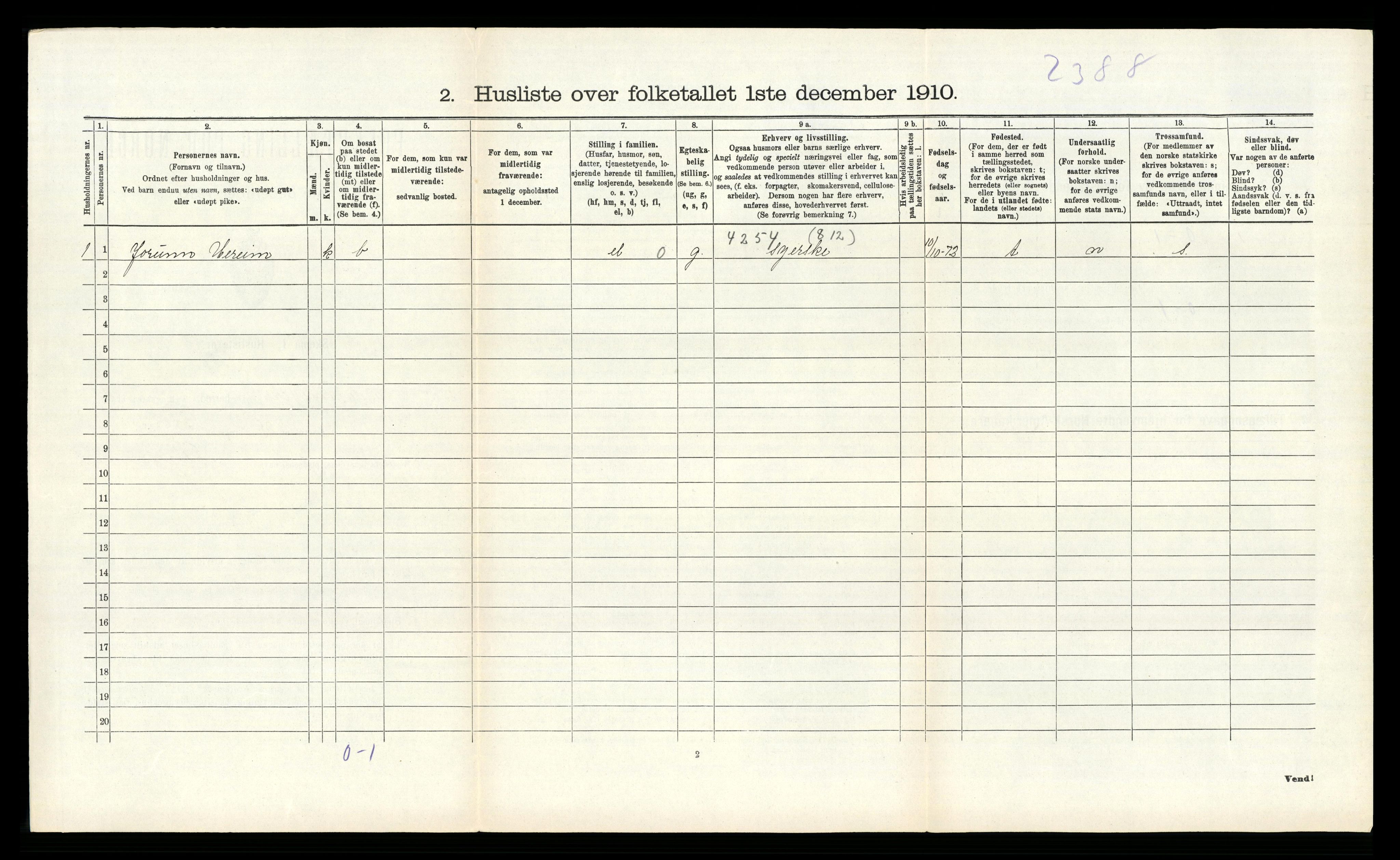 RA, Folketelling 1910 for 1135 Sauda herred, 1910, s. 249