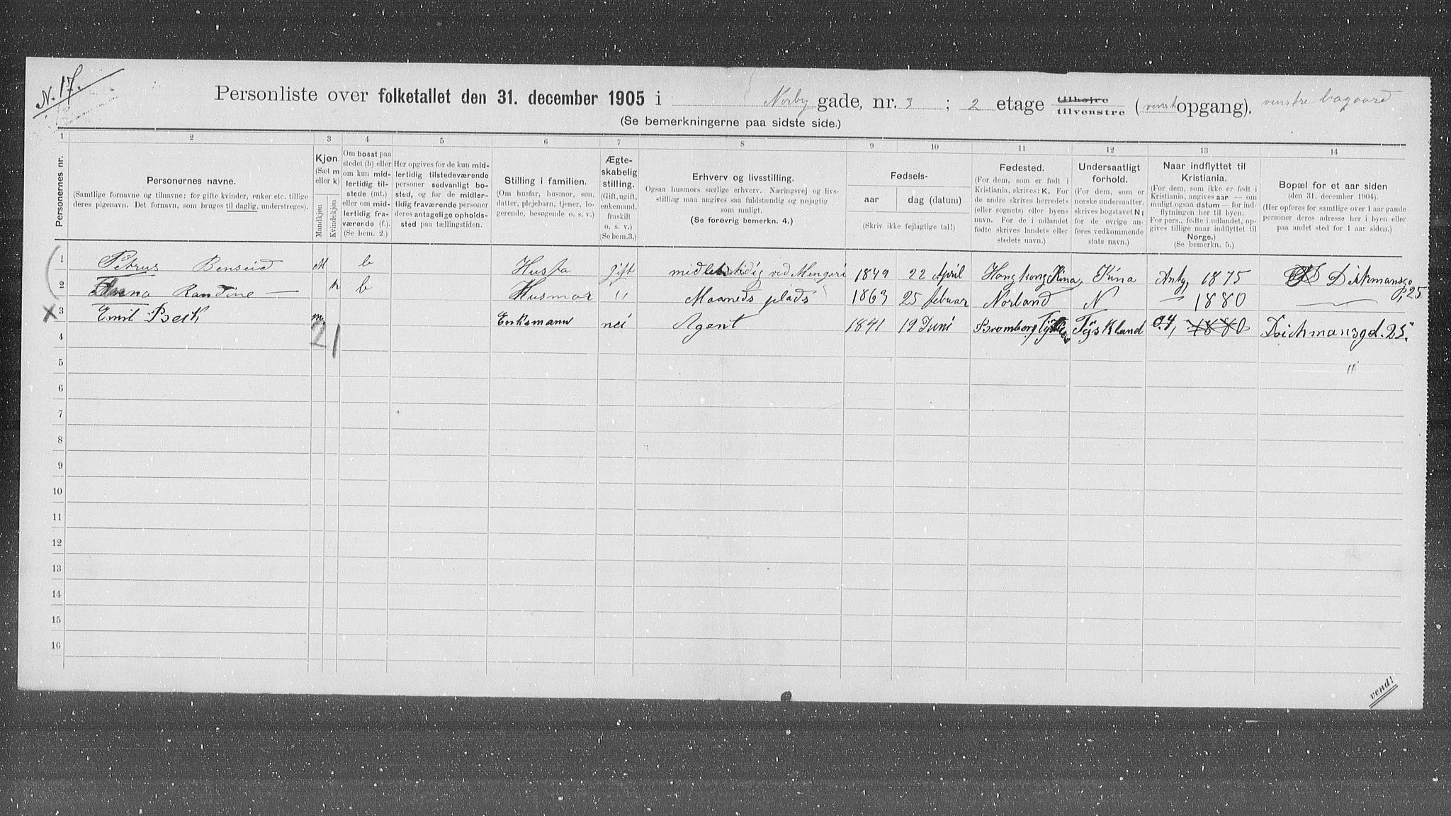 OBA, Kommunal folketelling 31.12.1905 for Kristiania kjøpstad, 1905, s. 37769