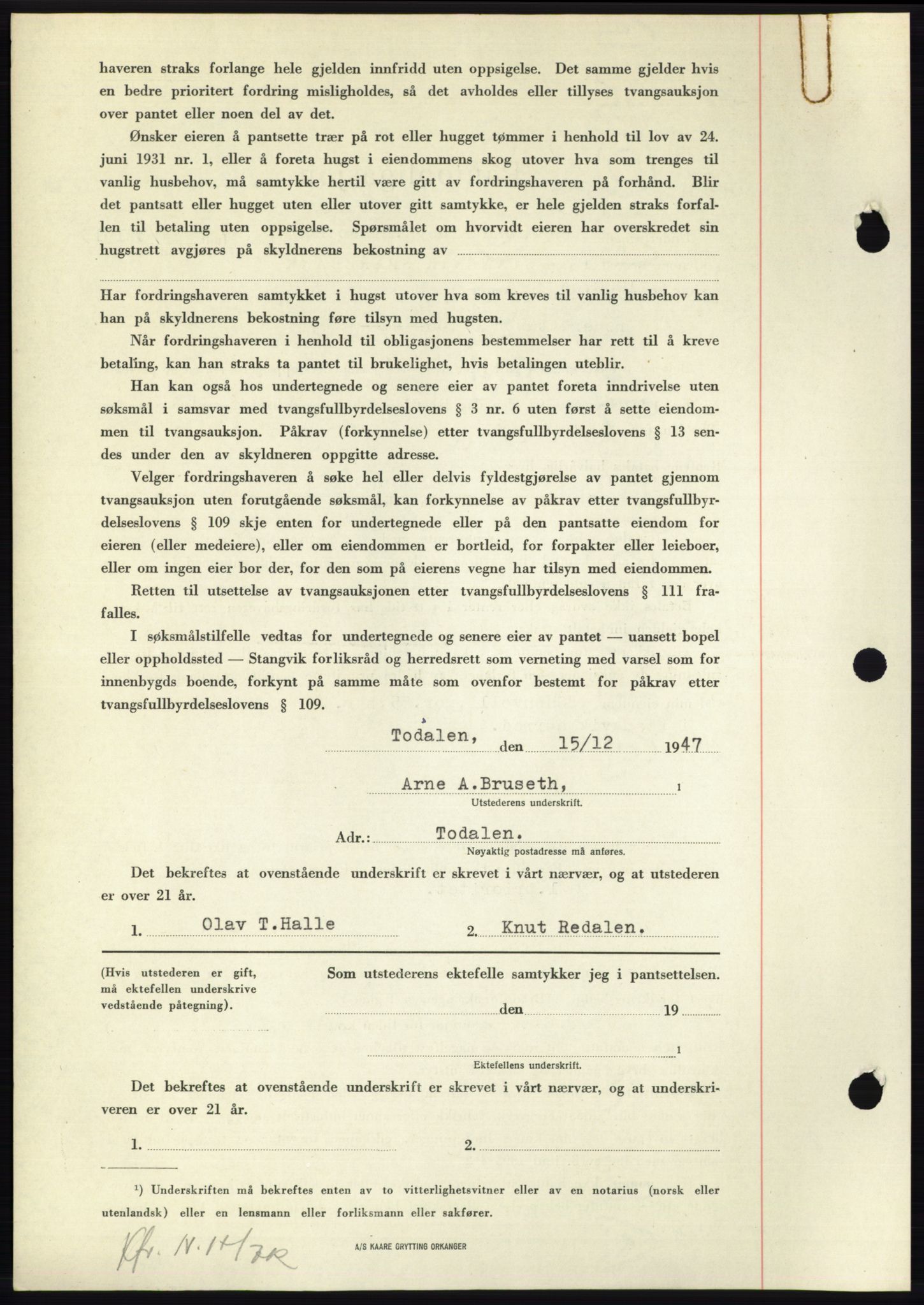 Nordmøre sorenskriveri, AV/SAT-A-4132/1/2/2Ca: Pantebok nr. B97, 1947-1948, Dagboknr: 175/1948