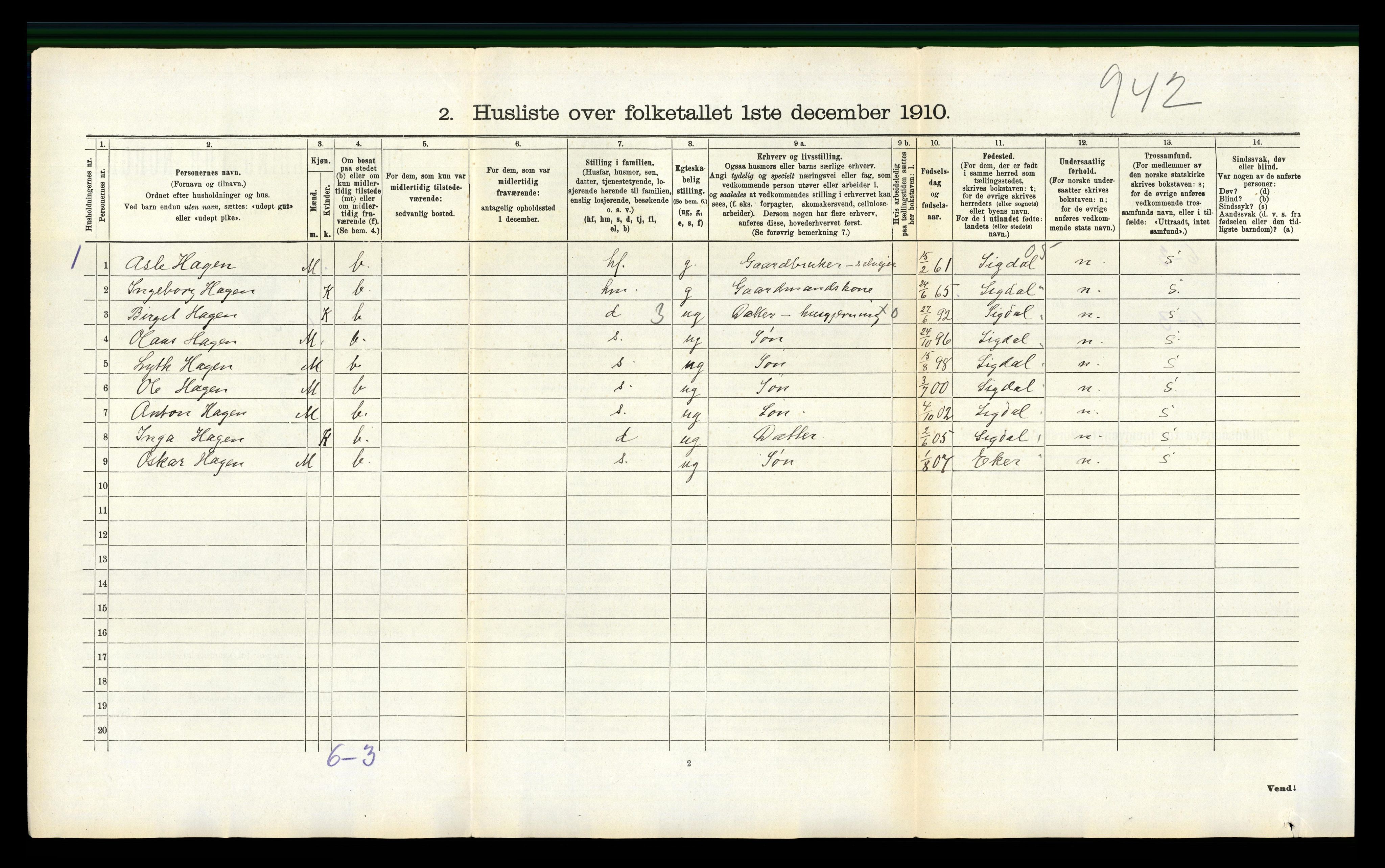 RA, Folketelling 1910 for 0715 Botne herred, 1910, s. 305