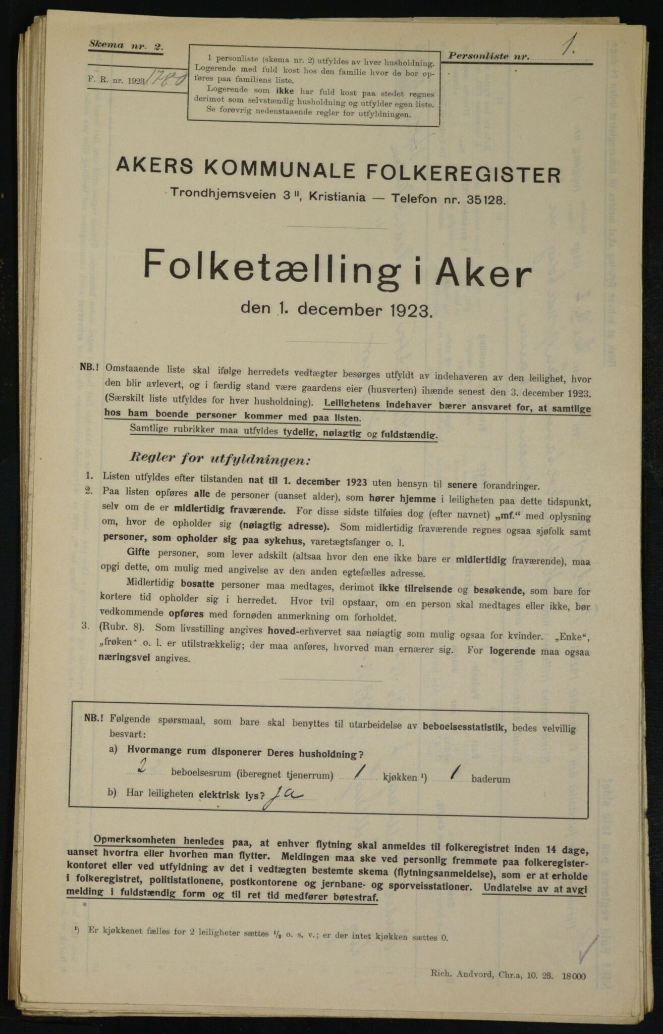 , Kommunal folketelling 1.12.1923 for Aker, 1923, s. 19318