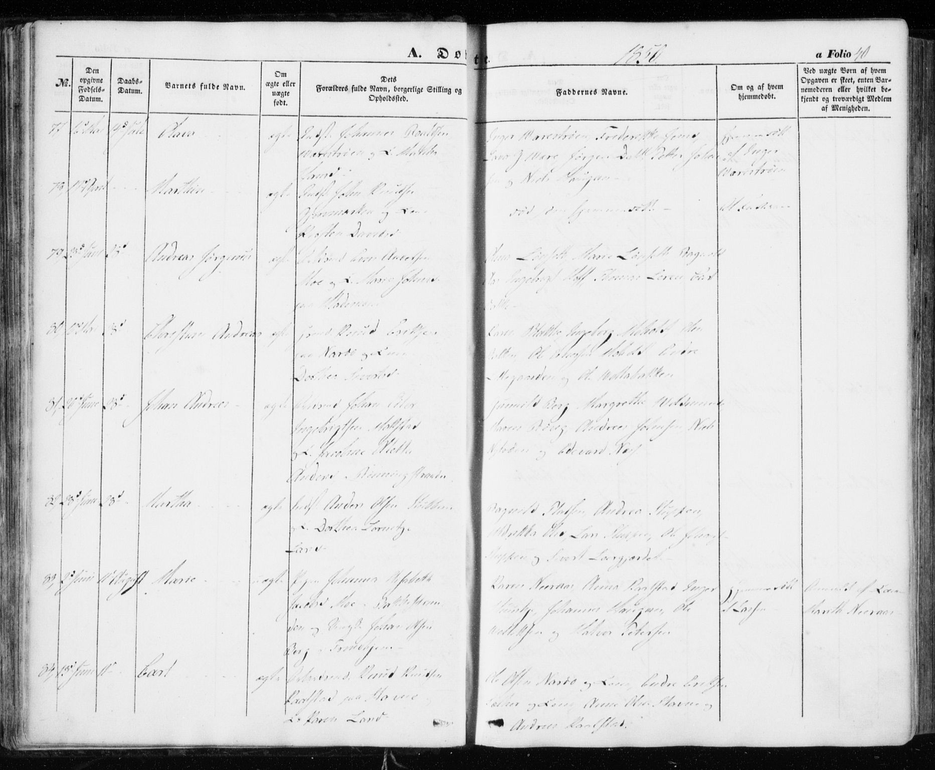 Ministerialprotokoller, klokkerbøker og fødselsregistre - Sør-Trøndelag, AV/SAT-A-1456/606/L0291: Ministerialbok nr. 606A06, 1848-1856, s. 40