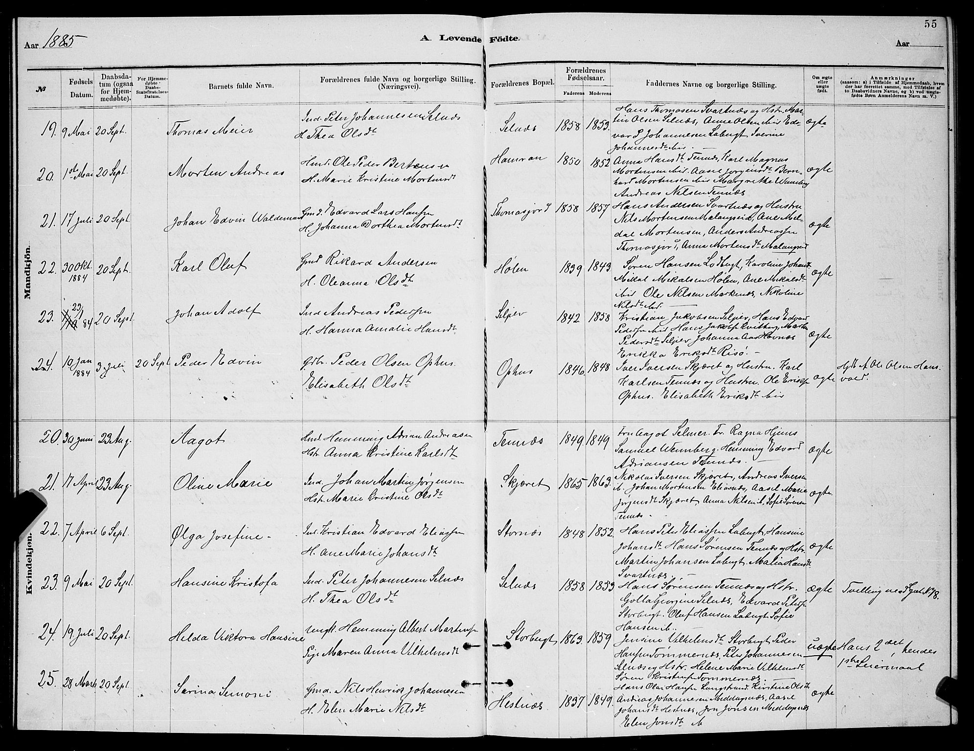Balsfjord sokneprestembete, AV/SATØ-S-1303/G/Gab/L0007klokker: Klokkerbok nr. 7, 1878-1889, s. 55