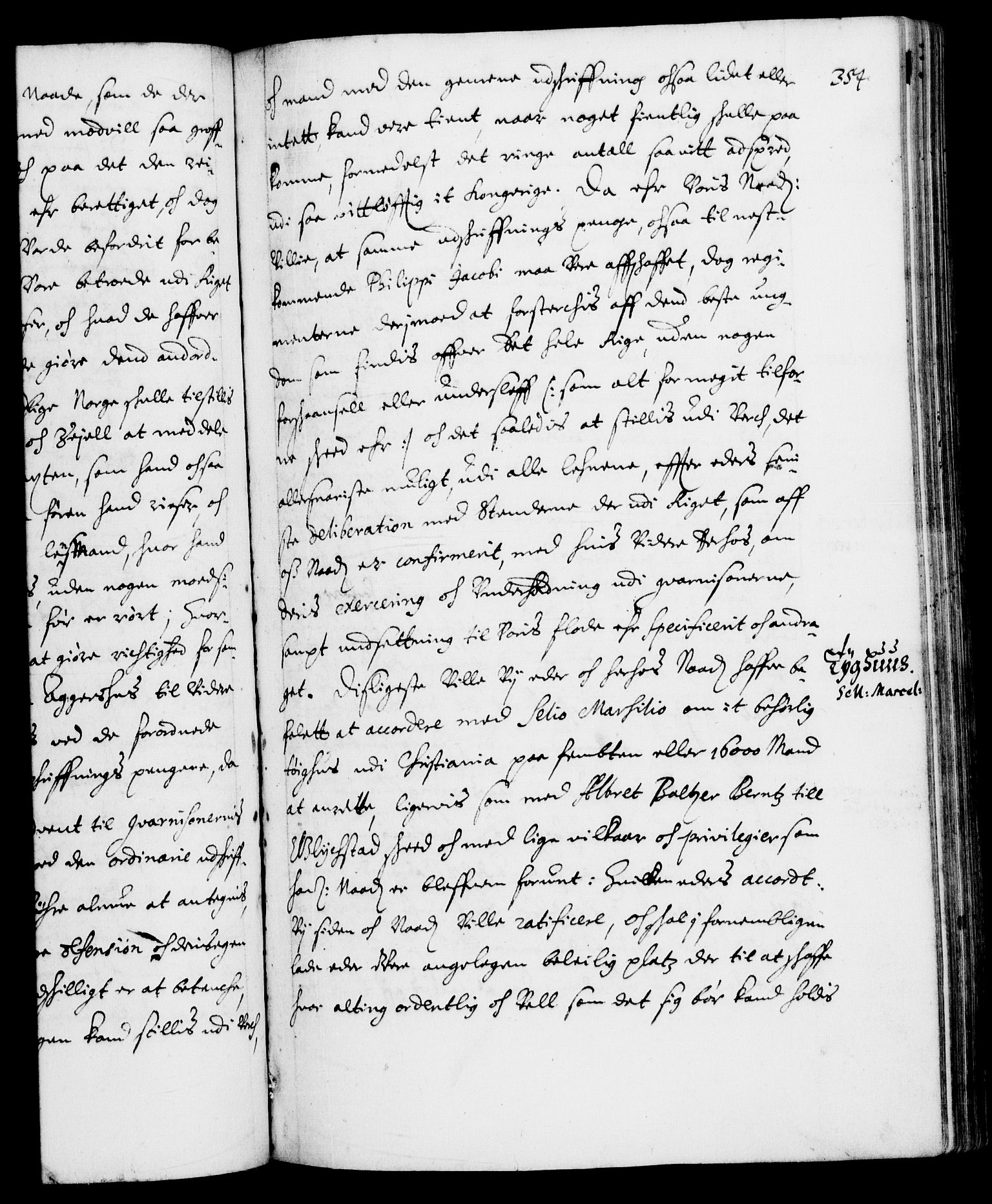 Danske Kanselli 1572-1799, AV/RA-EA-3023/F/Fc/Fca/Fcab/L0007: Norske tegnelser (mikrofilm), 1640-1648, s. 354a