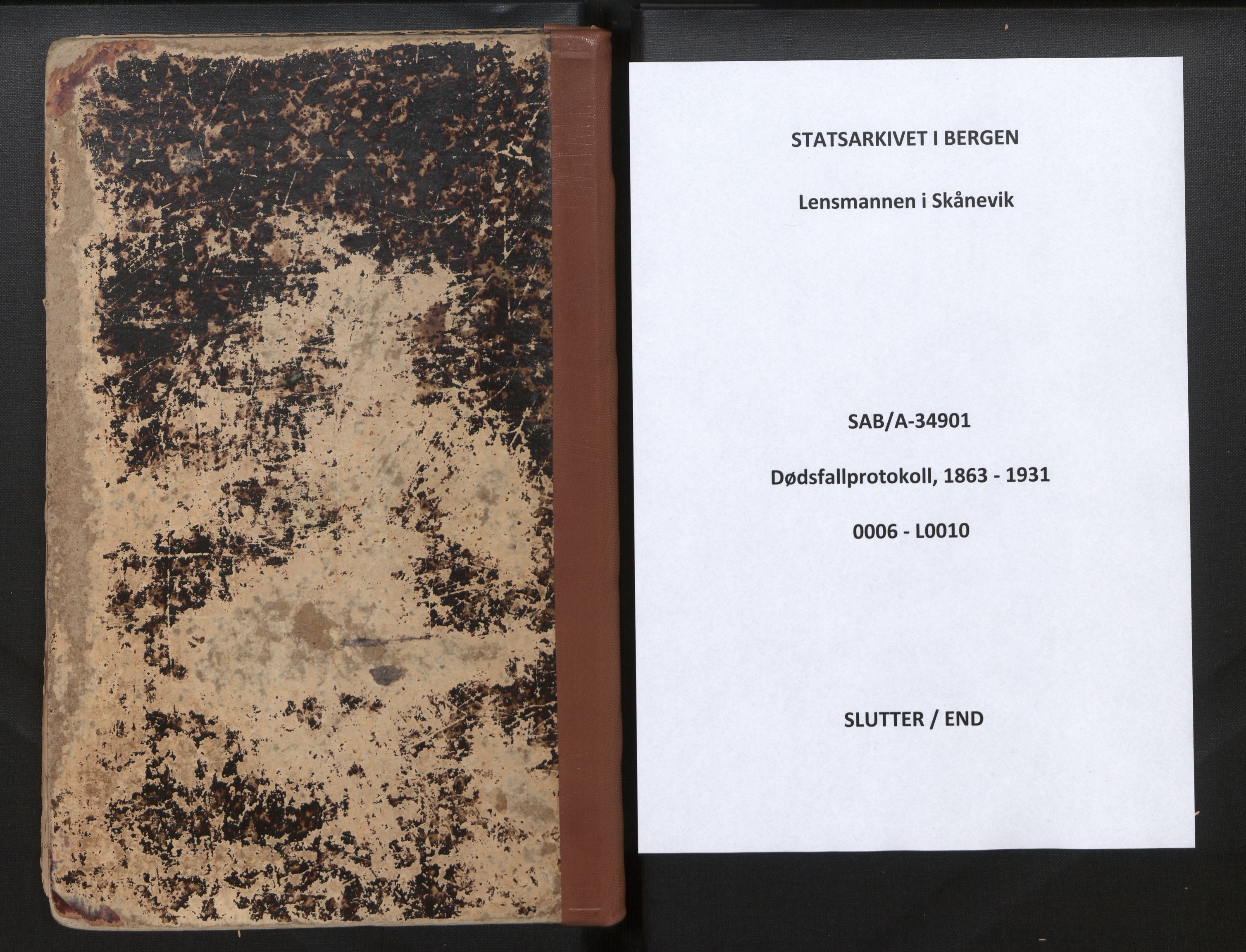 Lensmannen i Skånevik, AV/SAB-A-34901/0006/L0010: Dødsfallprotokoll, 1863-1931