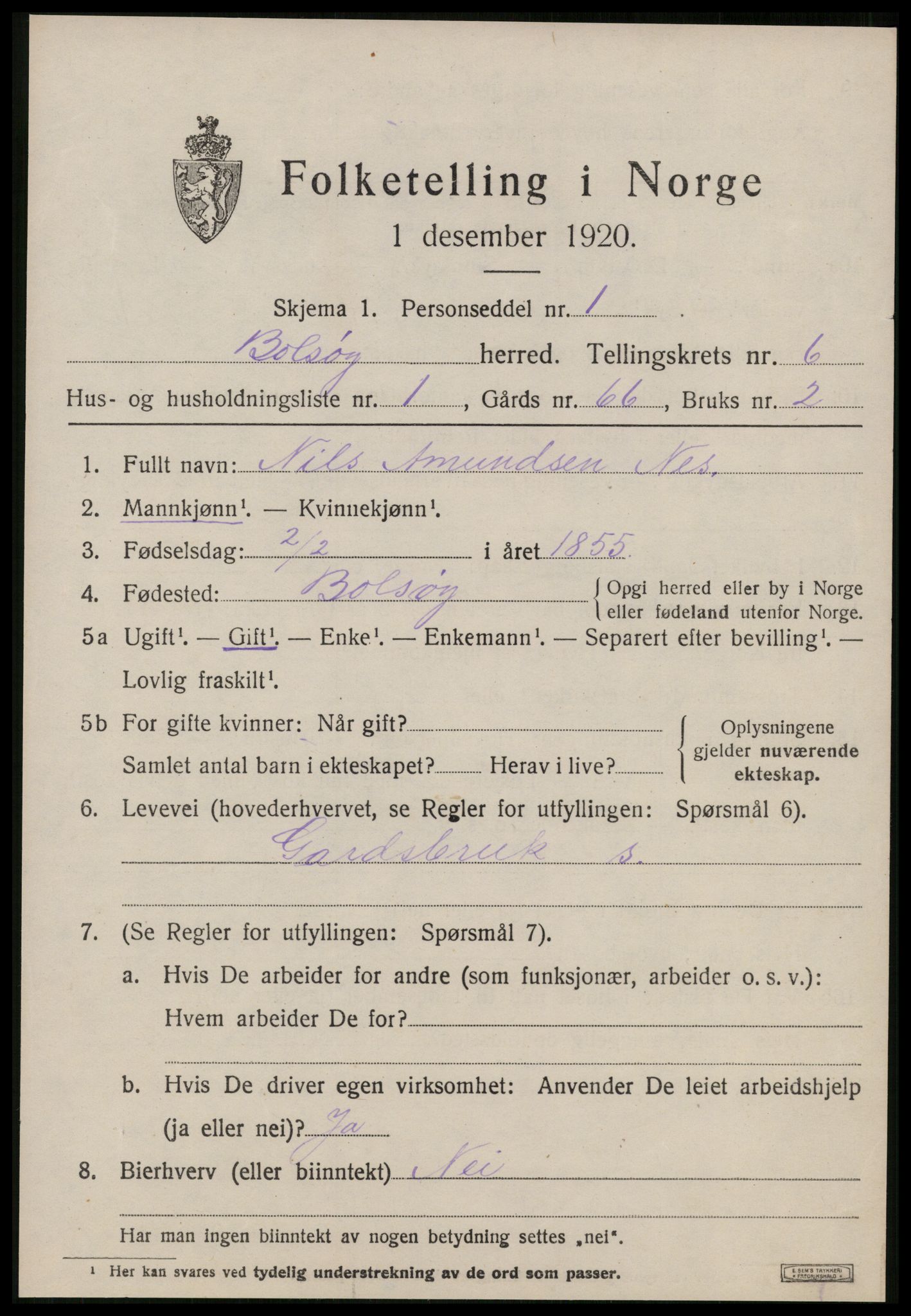SAT, Folketelling 1920 for 1544 Bolsøy herred, 1920, s. 8229