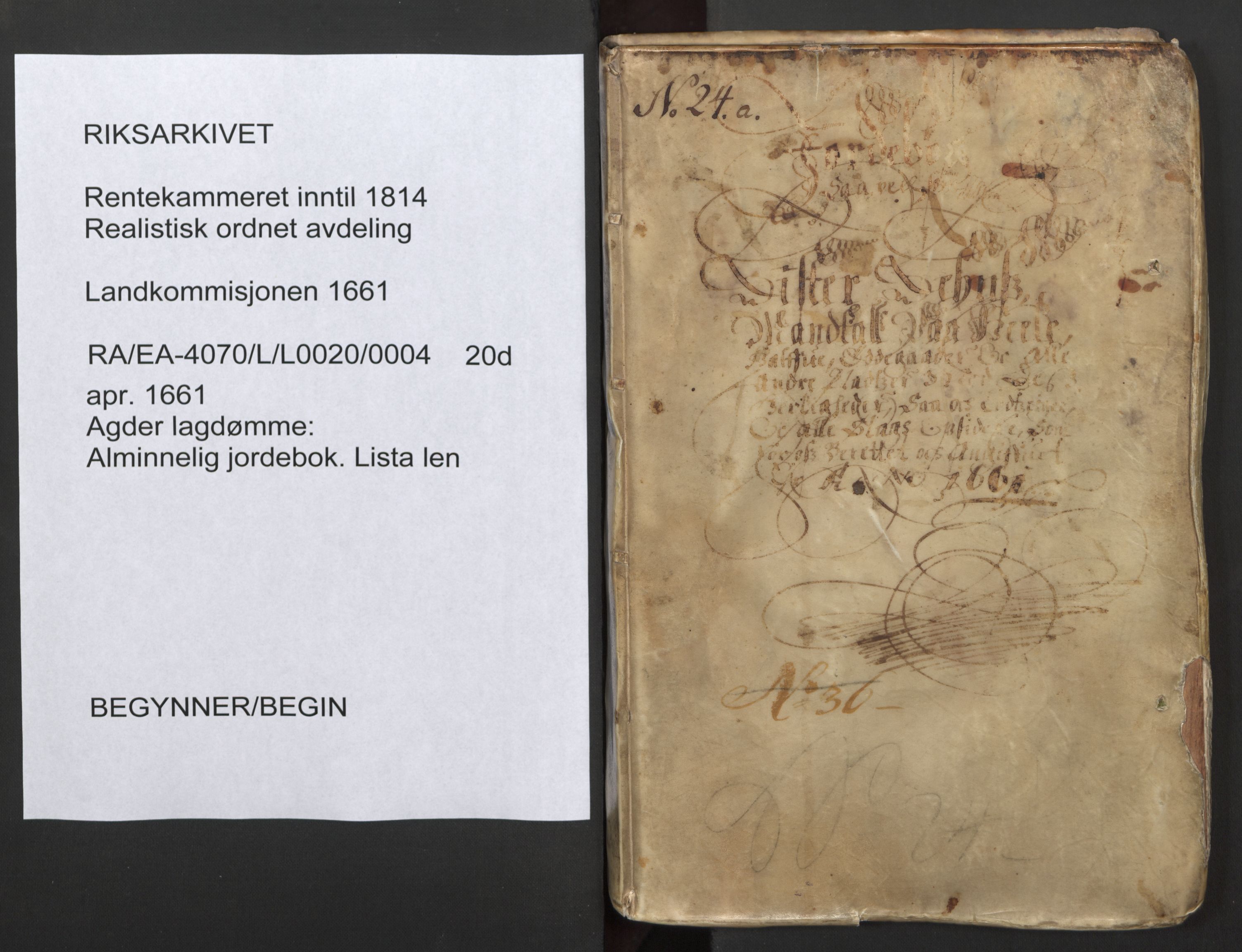Rentekammeret inntil 1814, Realistisk ordnet avdeling, RA/EA-4070/L/L0020/0004: Agder lagdømme: / Alminnelig jordebok. Lista len, 1661