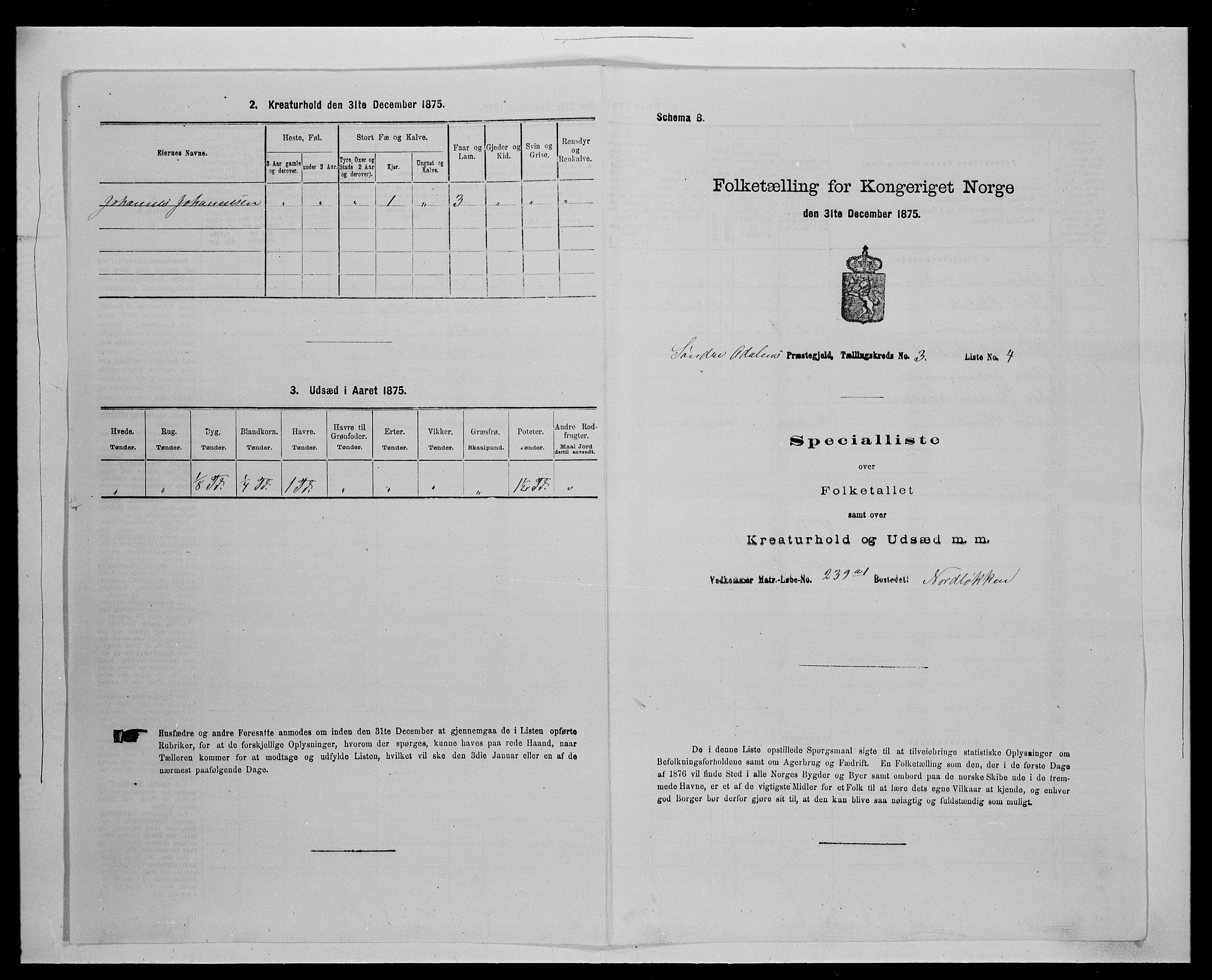 SAH, Folketelling 1875 for 0419P Sør-Odal prestegjeld, 1875, s. 388